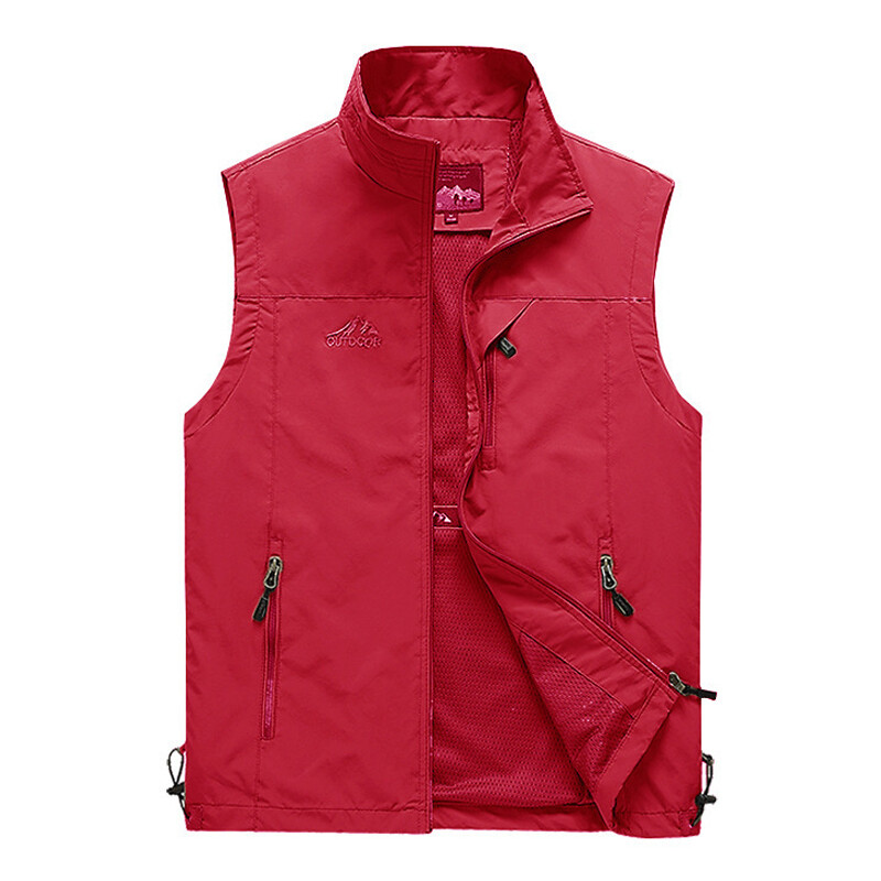 Mens With Pockets Zipper Vest Casual Waistcoat Sleeveless Sport Tops Mesh Lining