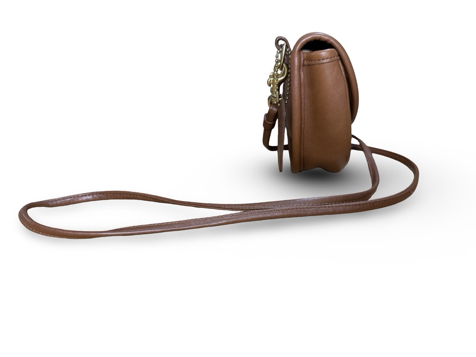 Coach 9826 Tan Leather Crossbody Belt pouch Saddle Bag with Gold Hardware