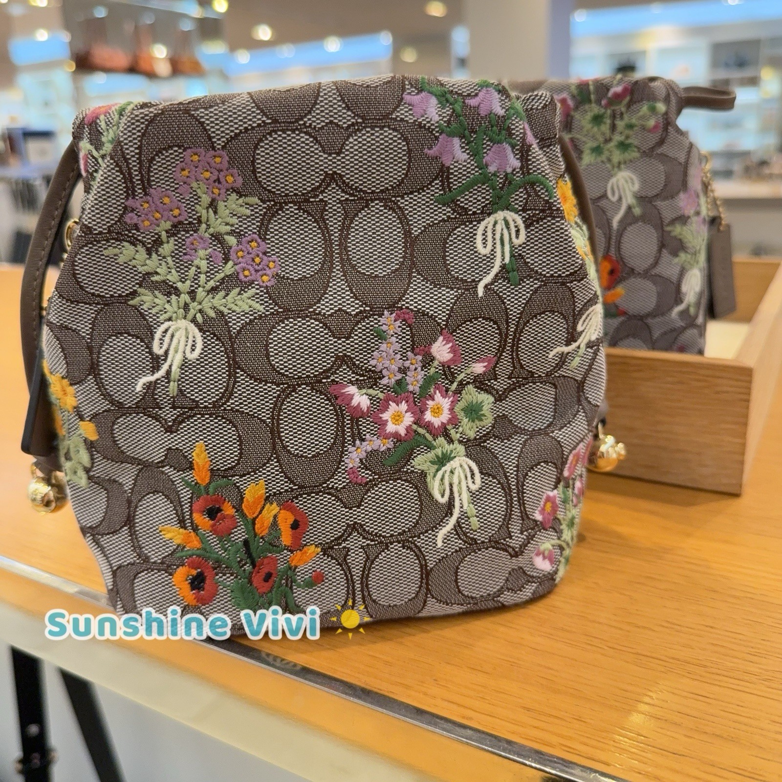 NWT Coach Faye Mini Drawstring Bag Signature Jacquard Floral Embroidery CDZ94