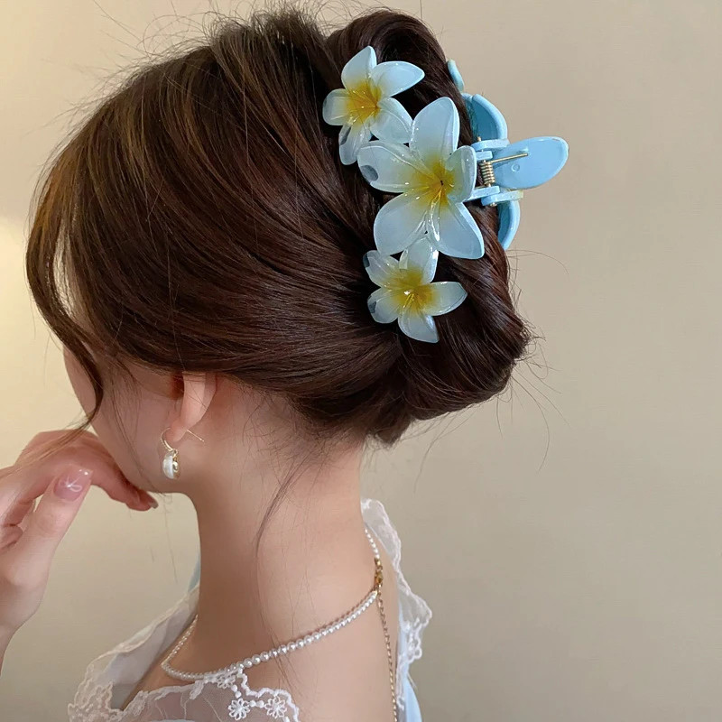 Acrylic Flower Hair Claw Clip Gradient Egg Summer Beach Women Girls Accessories
