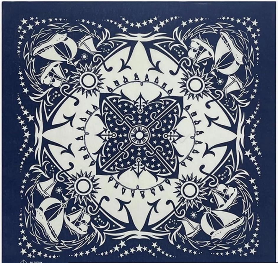 Bycc Bynn 4-Pack 100% Cotton Bandana Set, Vintage Graphic Print, 22×22 inches