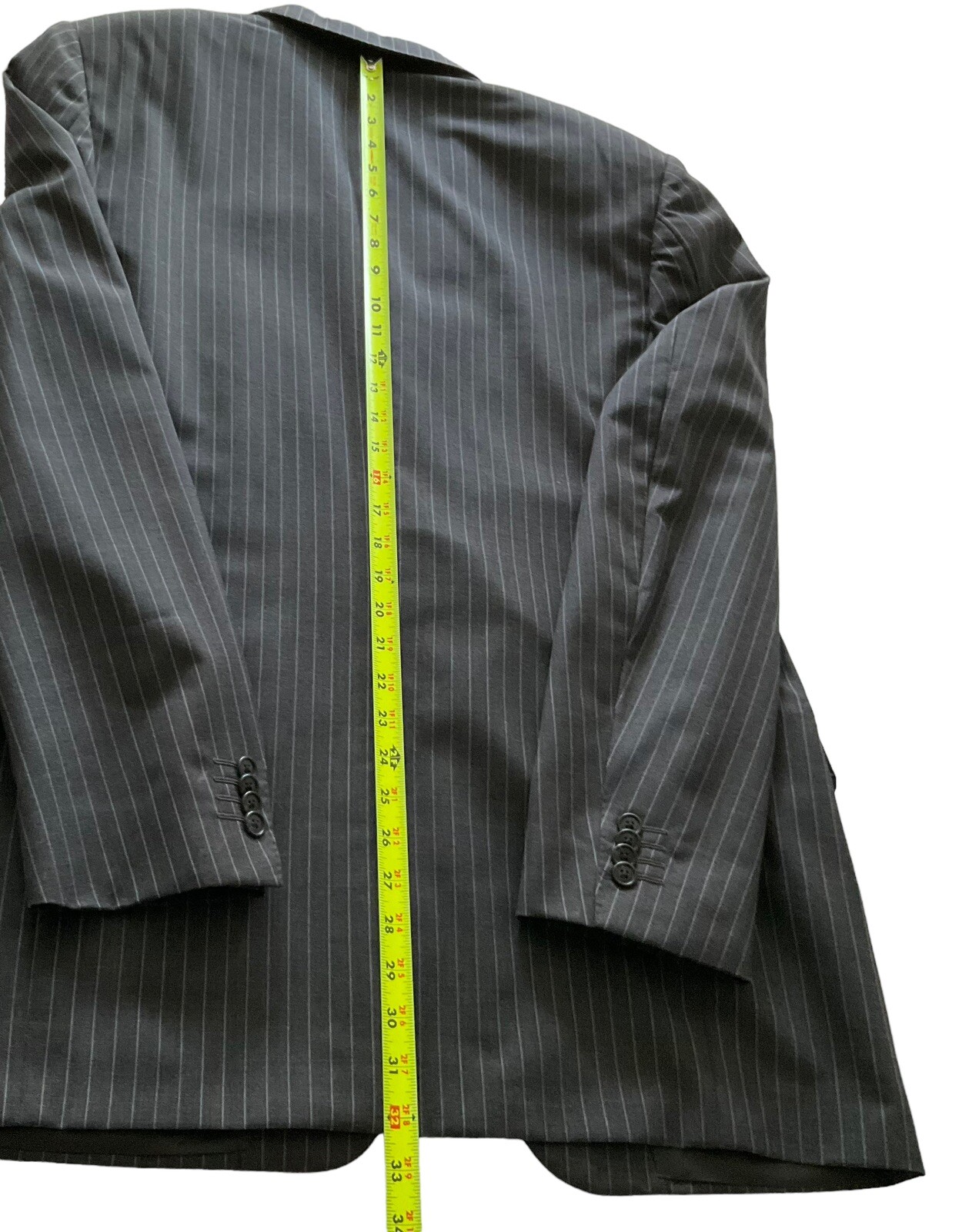 Corneliani 42L Merino Wool Suit Gray Stripe Super 120s Pants 34/32 Made In Italy