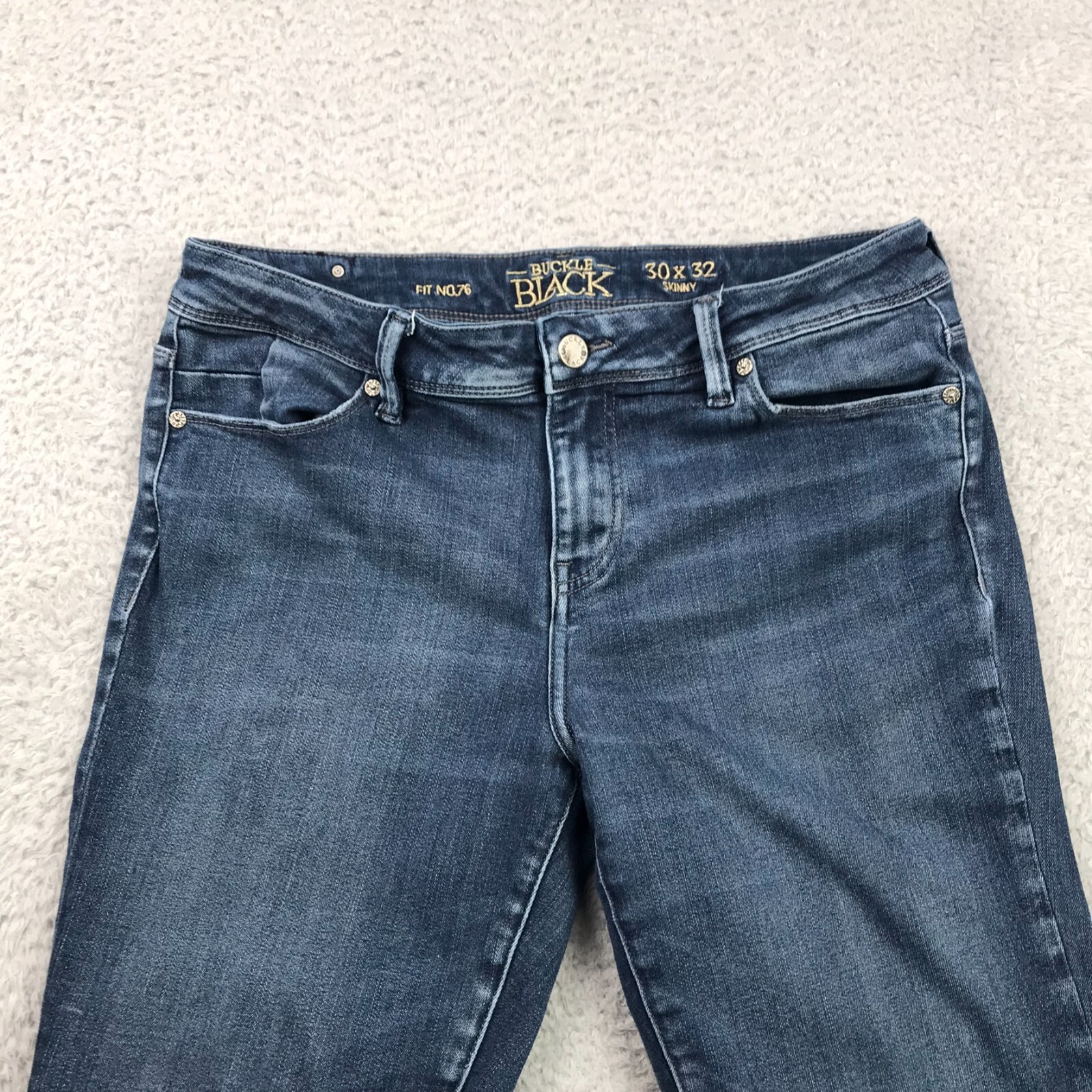 Buckle Black Jeans Mens 30 (33×31) Fit No 76 Skinny Mid Rise Stretch Denim