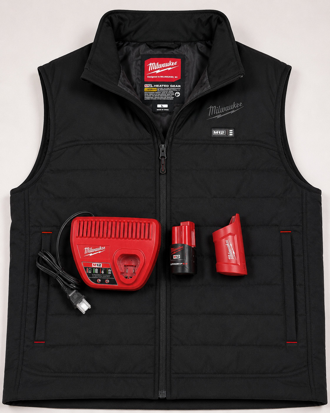 Milwaukee M12 AXIS Heated Vest Kit Black Large w/ Battery & Charger NEW L