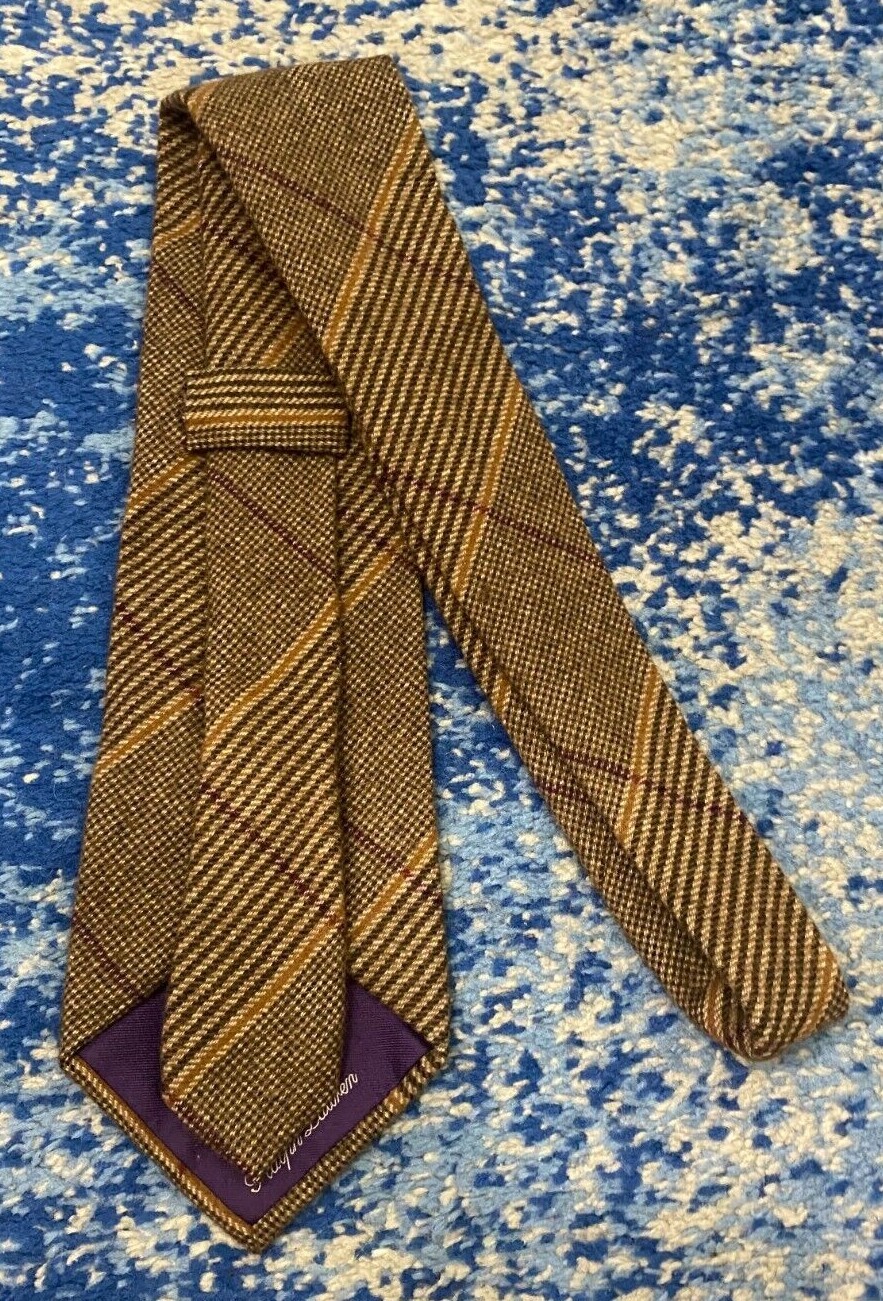 Ralph Lauren Purple Label Brown Camel Burgundy Ivory Black Cashmere Necktie