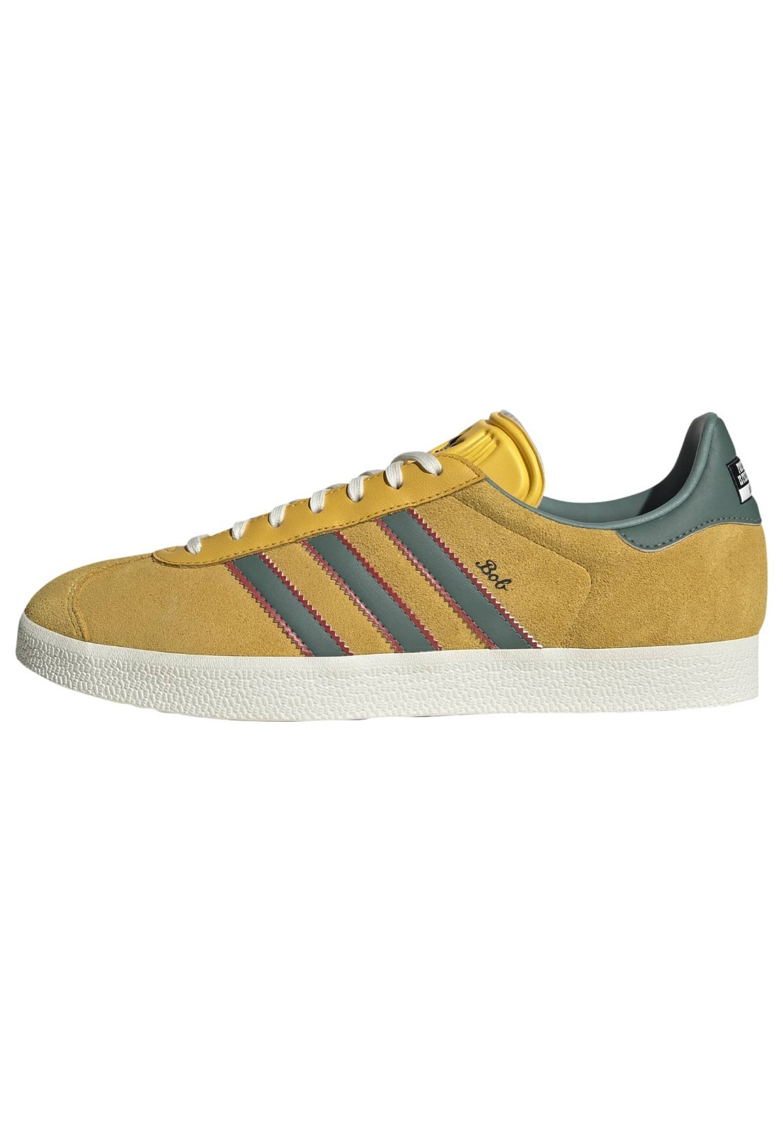 Adidas Men’s Gazelle Jamaica x Bob Marley Shoes Bold Gold/None/Pure Ruby KJ3532