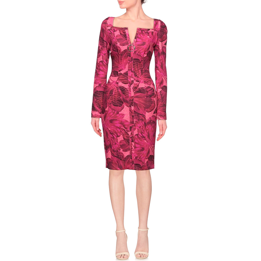 CAVALLI CLASS Floral Dress Pencil Cocktail Day Dress Pink Size 40 – RP £578.00