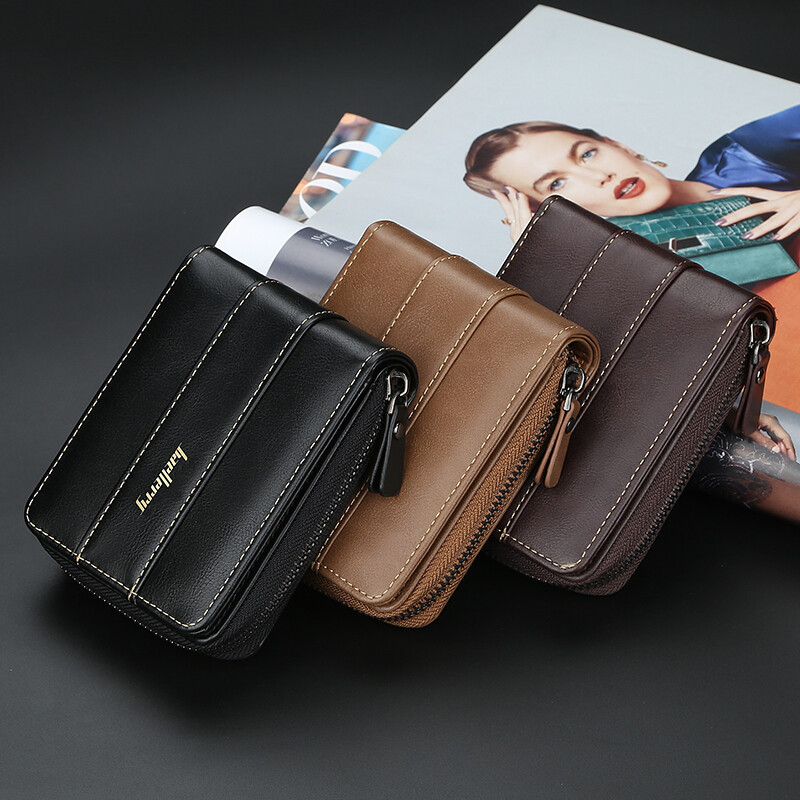 Baellerry Men’s PU Leather Zipper Wallet Multi Card Holder Purse With Coin Bags