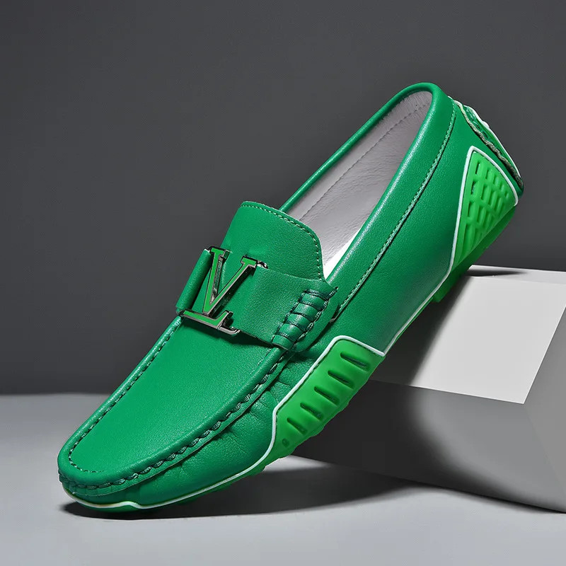 Mens Casual Leather Shoes Cowhide Loafers Genuine Leather Flats Driving Sneakers