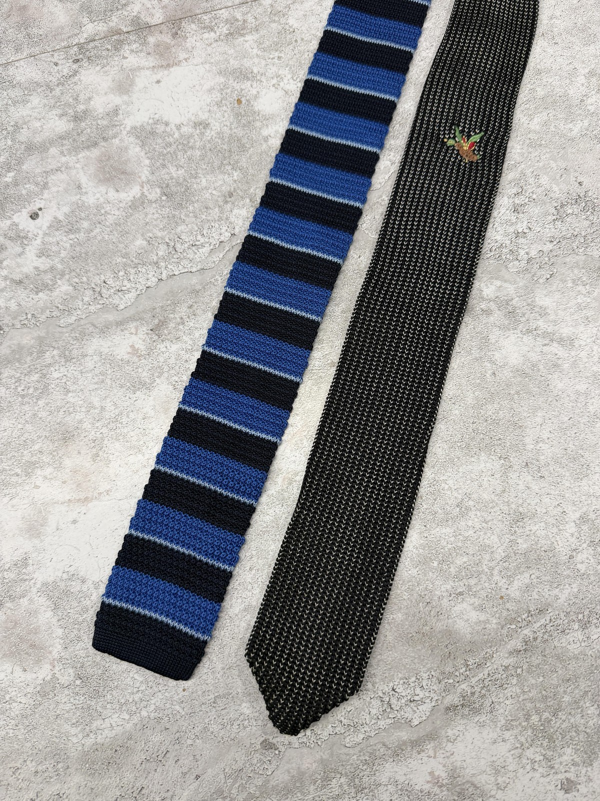 Ivy Prep Tie Mens OS Multicolor Slim Striped Knit Embroidered Polyester Lot of 2