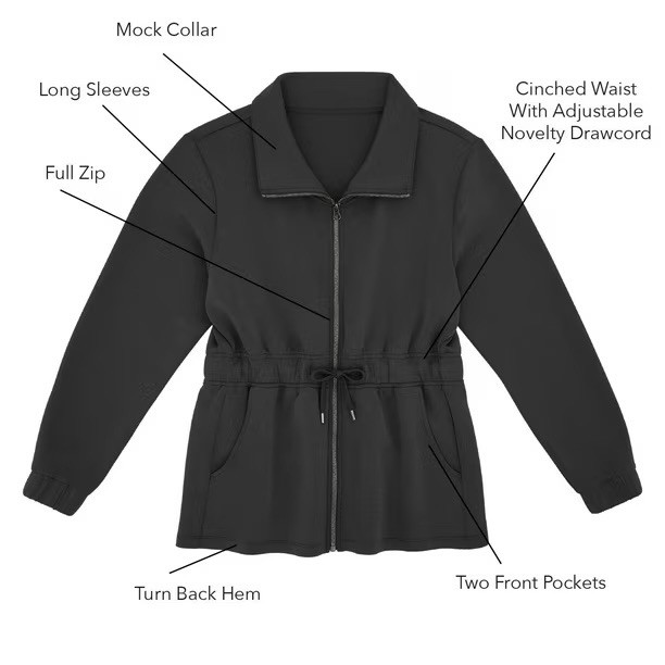 Member’s Mark Sandwash Jacket Black XL Relaxed Fit Drawcord Waist Pockets Mock …