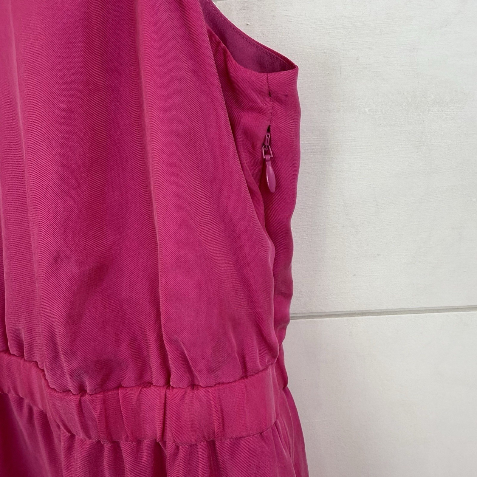 NWT J.Crew Sleeveless Elastic Waist Dress Women XL Festival Pink Cupro Viscose