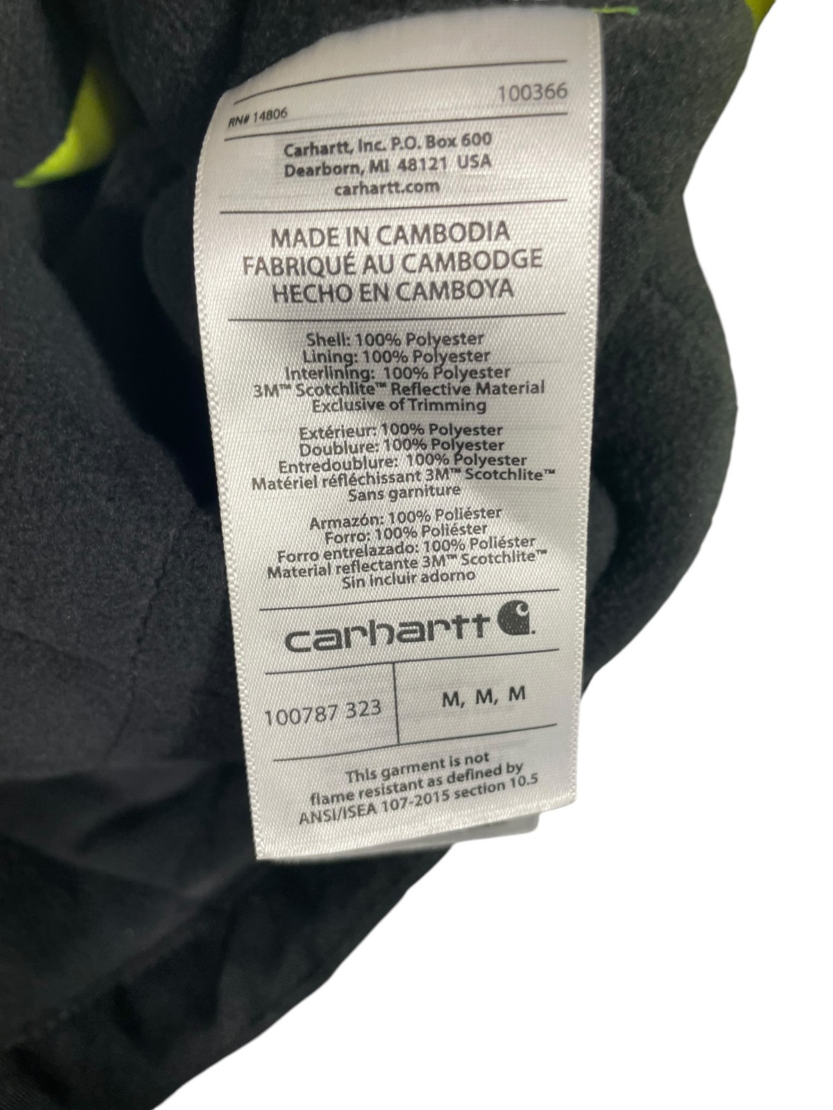 Carhartt HV Sherwood Class 3 Jacket Men Medium Brite Lime Water Repellent Warmth
