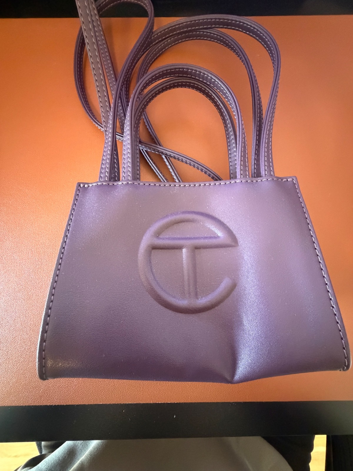 Telfar Purple Mini Crossbody Bag with Logo Accent