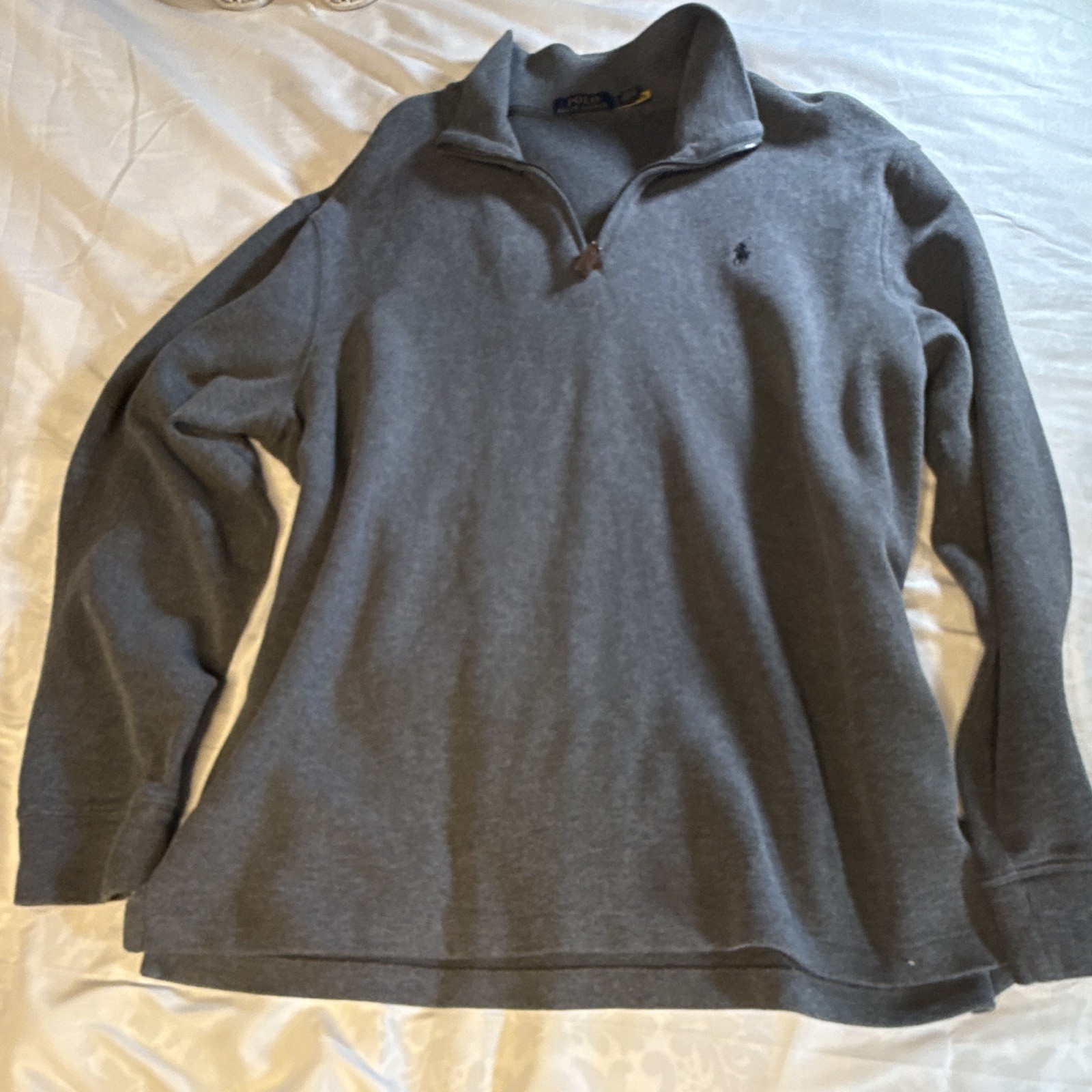 Polo Ralph Lauren Men’s Gray Cotton Knit 1/4 Zip Mock Neck Sweater XL