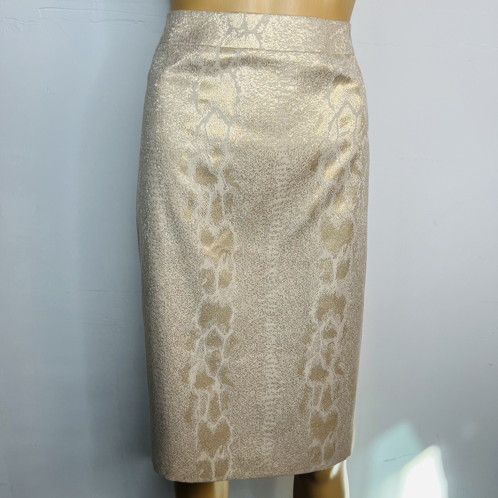 John Meyer Polyester Rayon Metallic Skirt Suit Size 10 Gold Floral Cocktail New