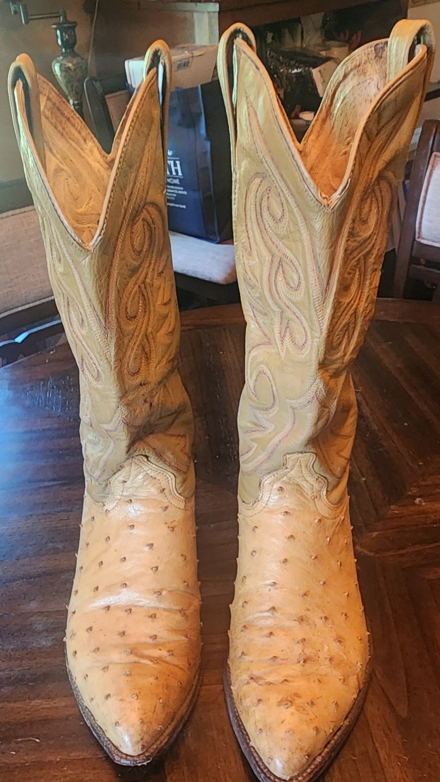 J. Chisholm Men’s Full Quill Ostrich Leather Boots 10D