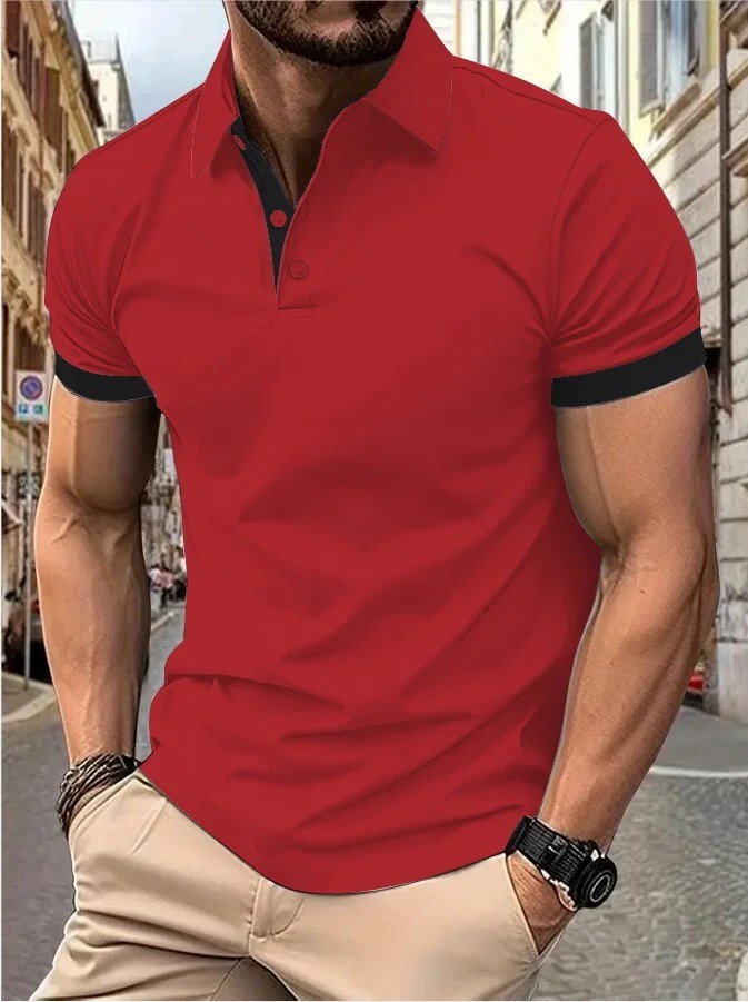Men’s Trendy Short Sleeve Polo Shirt Casual T-shirt Tee Summer Fashion Gym Gift