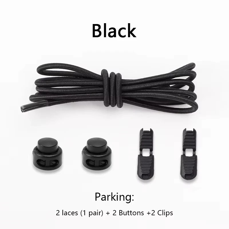 No Tie Elastic Shoelaces Lock Laces Shoe Strings Sports w/ Locking Toggle