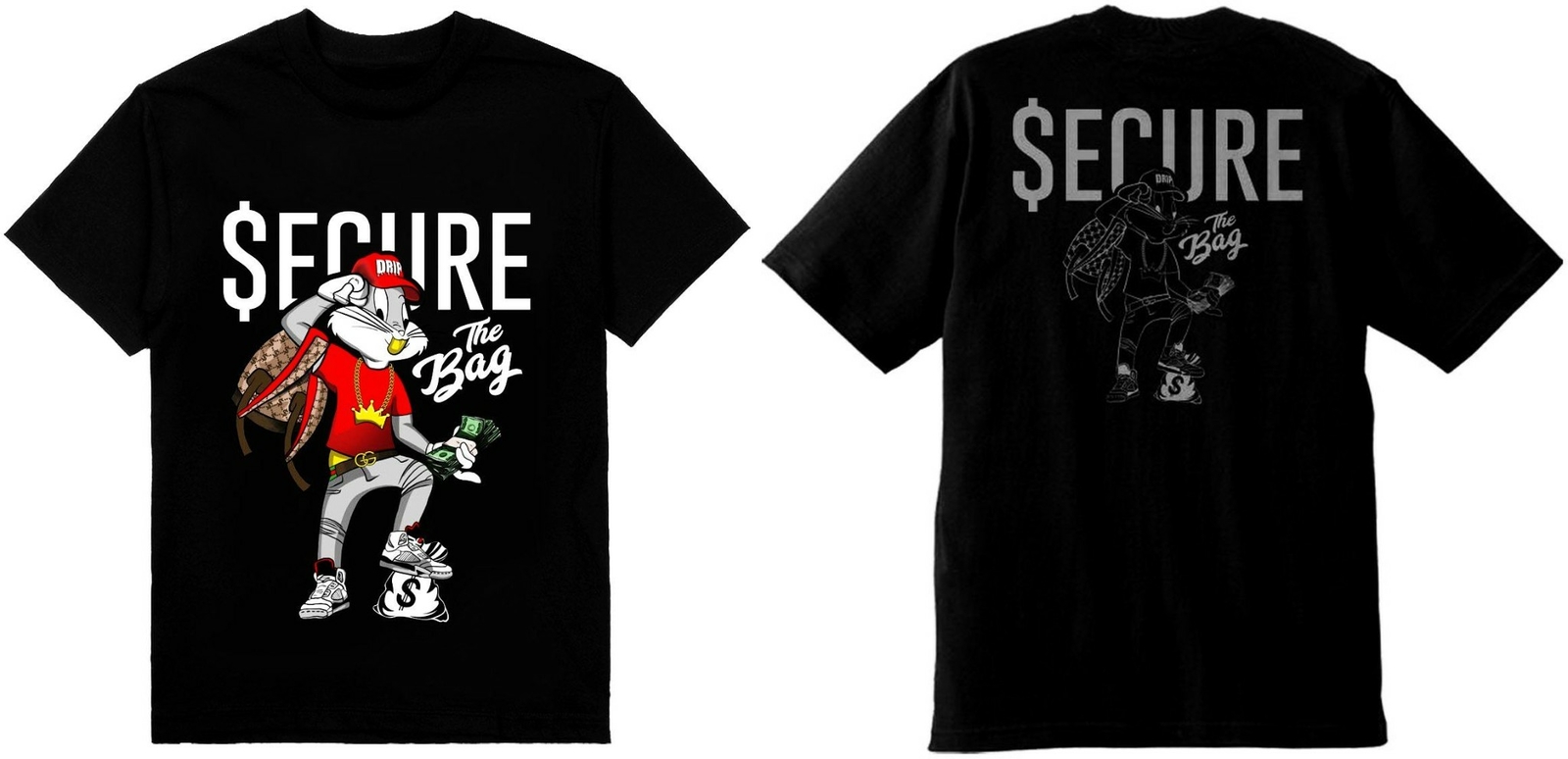 Secure The Bag Drip Mens Heavyweight T-Shirt Print On Shaka Wear Tee