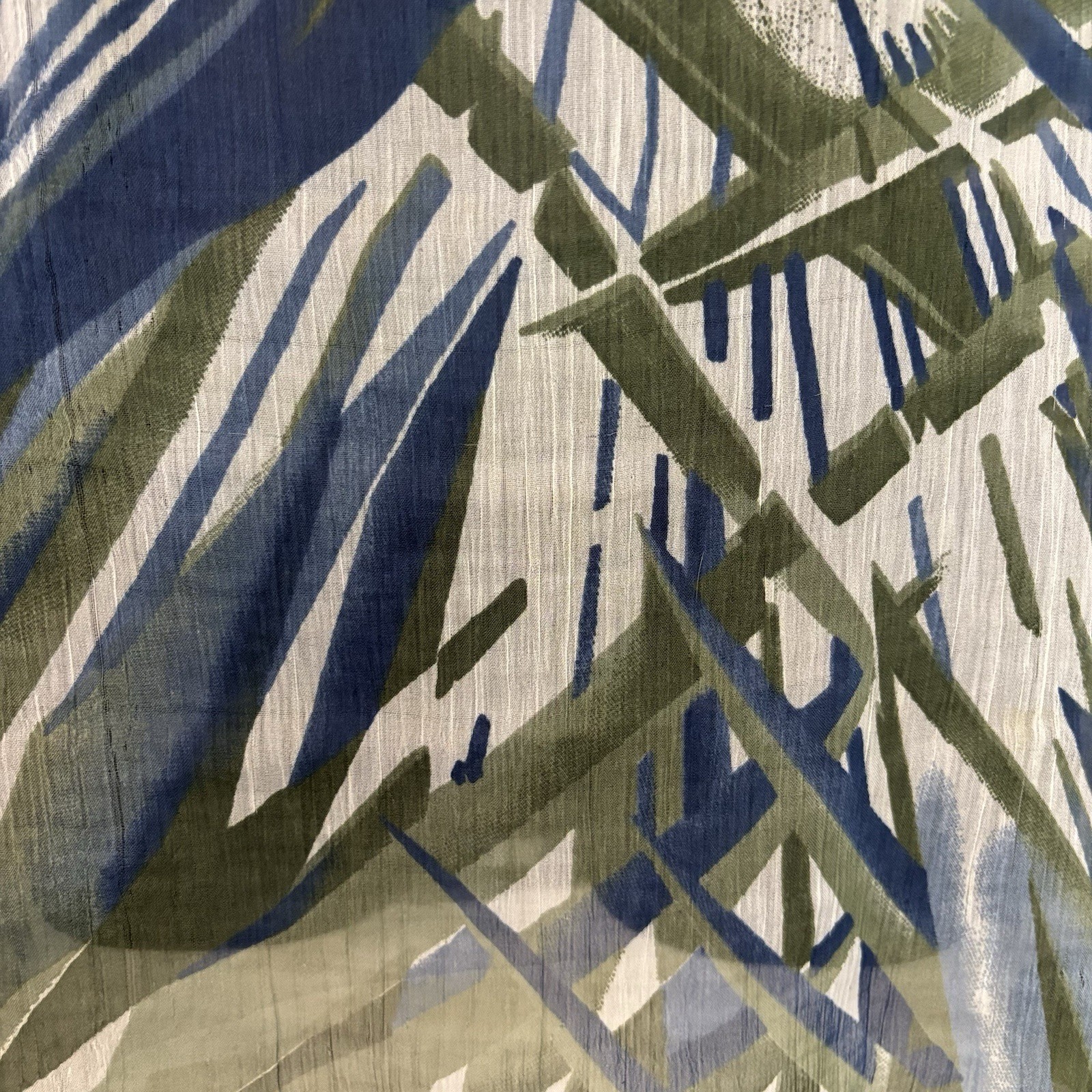 LOFT Tropical Palm Leaf Kimono Blouse Womens One Size Blue Green Sheer Cover Up