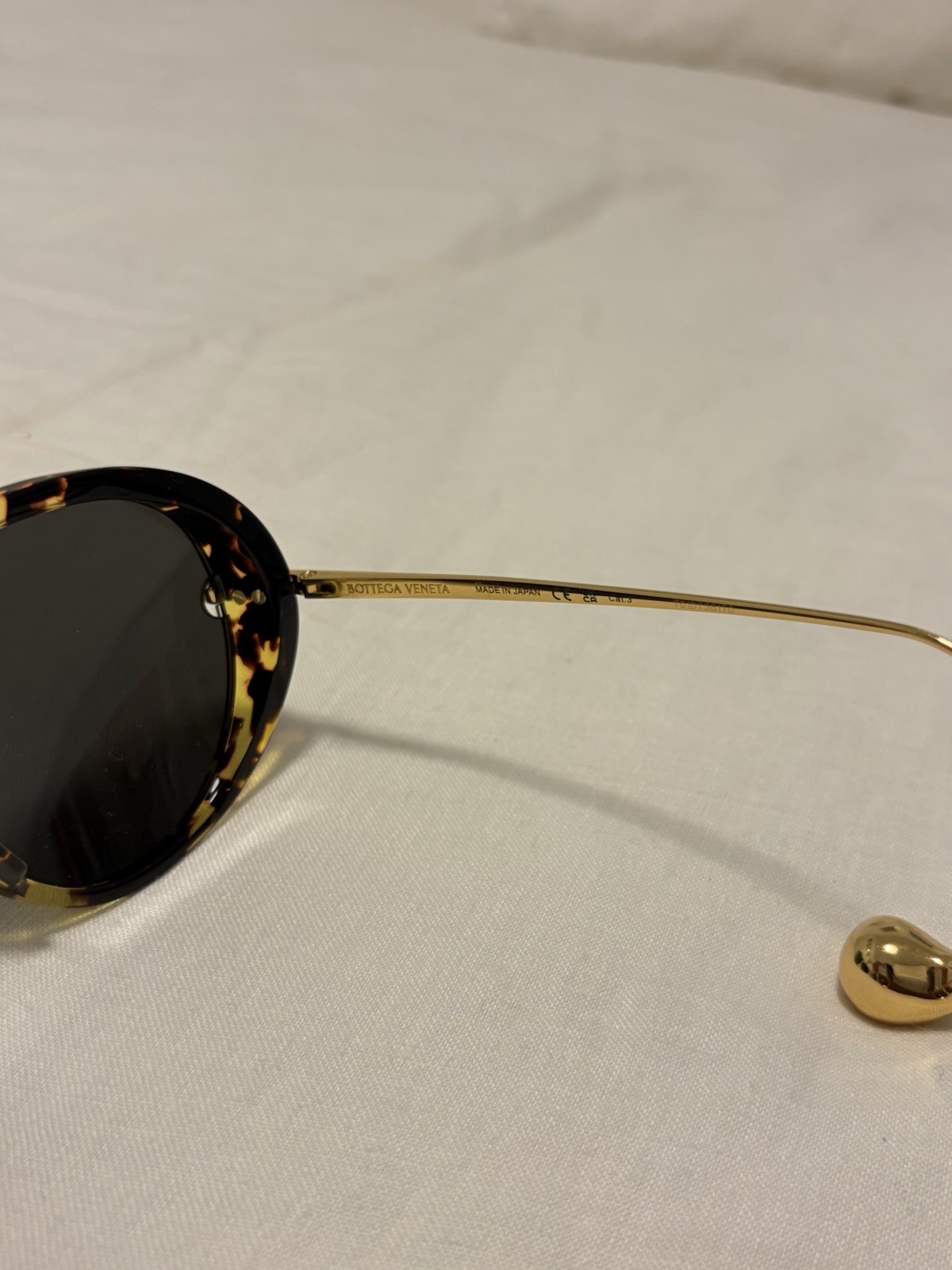 Bottega Veneta BV1273S Aviator Sunglasses Tortoise Frame Black Lenses UV400