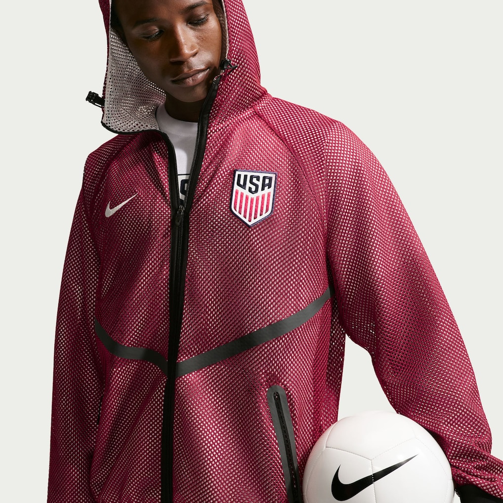 USMNT 2026 Anthem Mesh Dri-FIT Full Zip Hooded Jacket Red Men’s NWT