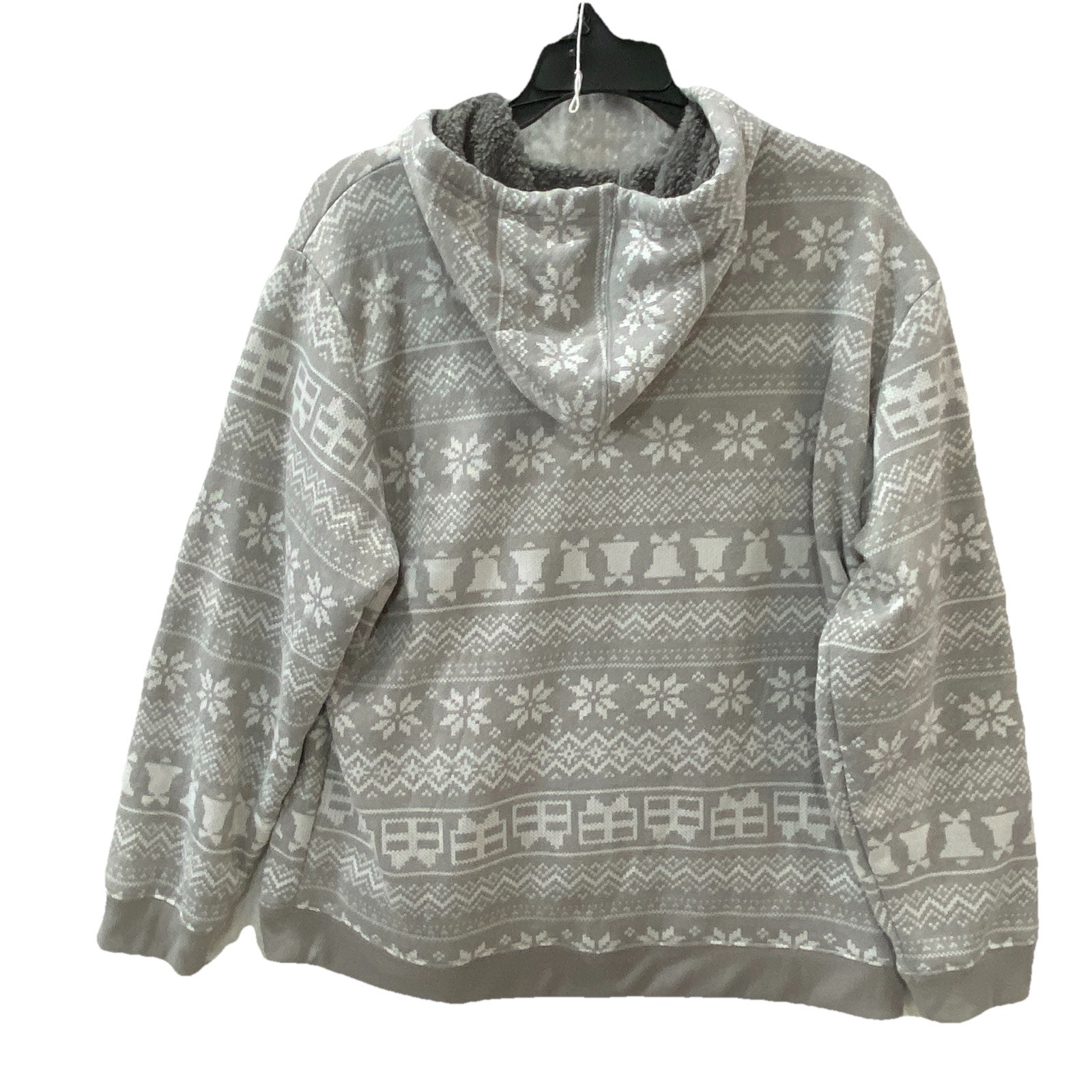 ADTN Fleece Hoodie Christmas Men’s XXL Gray Full Zip Sherpa Lined Pockets