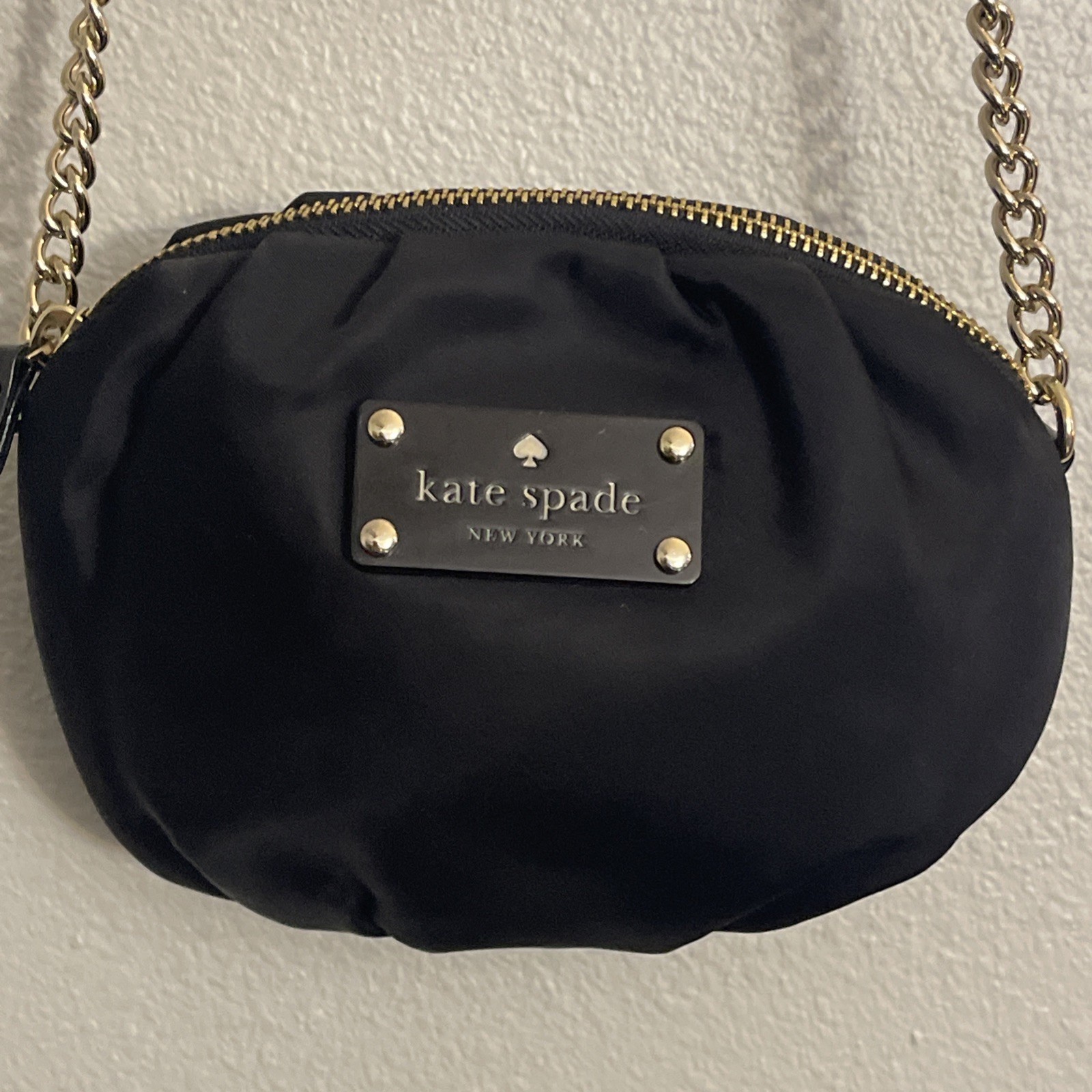 Kate Spade Greta Black Nylon Crossbody Chain Strap Purse Bag