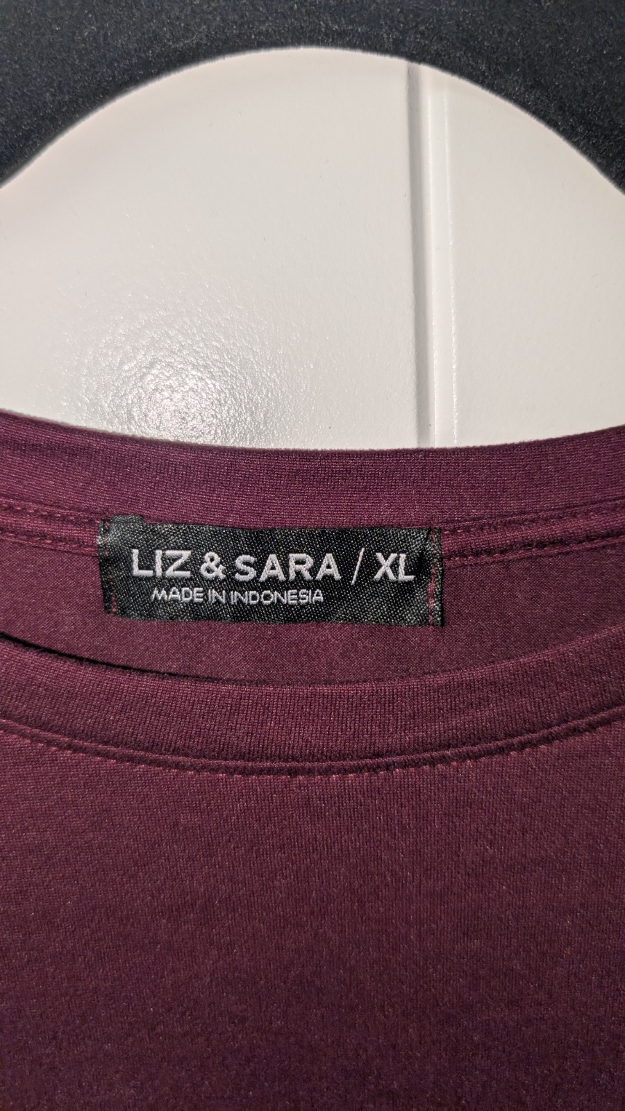 Liz & Sara Burgundy Solid Crew Neck Long Sleeve Knit Cropped Tee XL Regular
