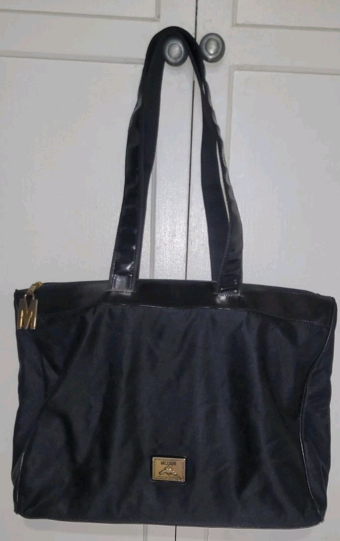 Vintage Moschino Redwall Black Nylon & Leather~Peace, Love,Anarchy, Happiness