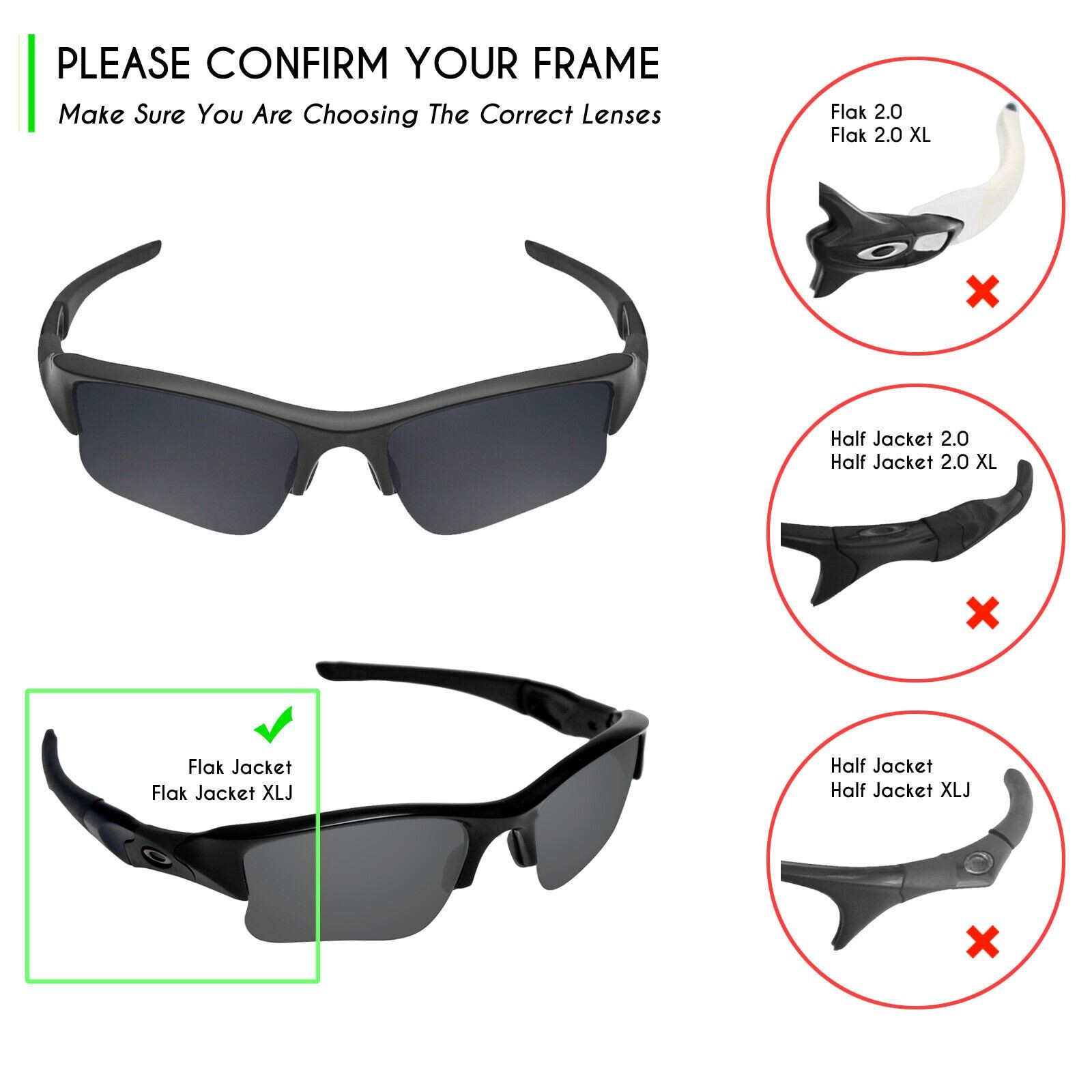 hdhut Anti-Scratch Polarized Replacement Lens for-Oakley Flak Jacket XLJ – Opt.