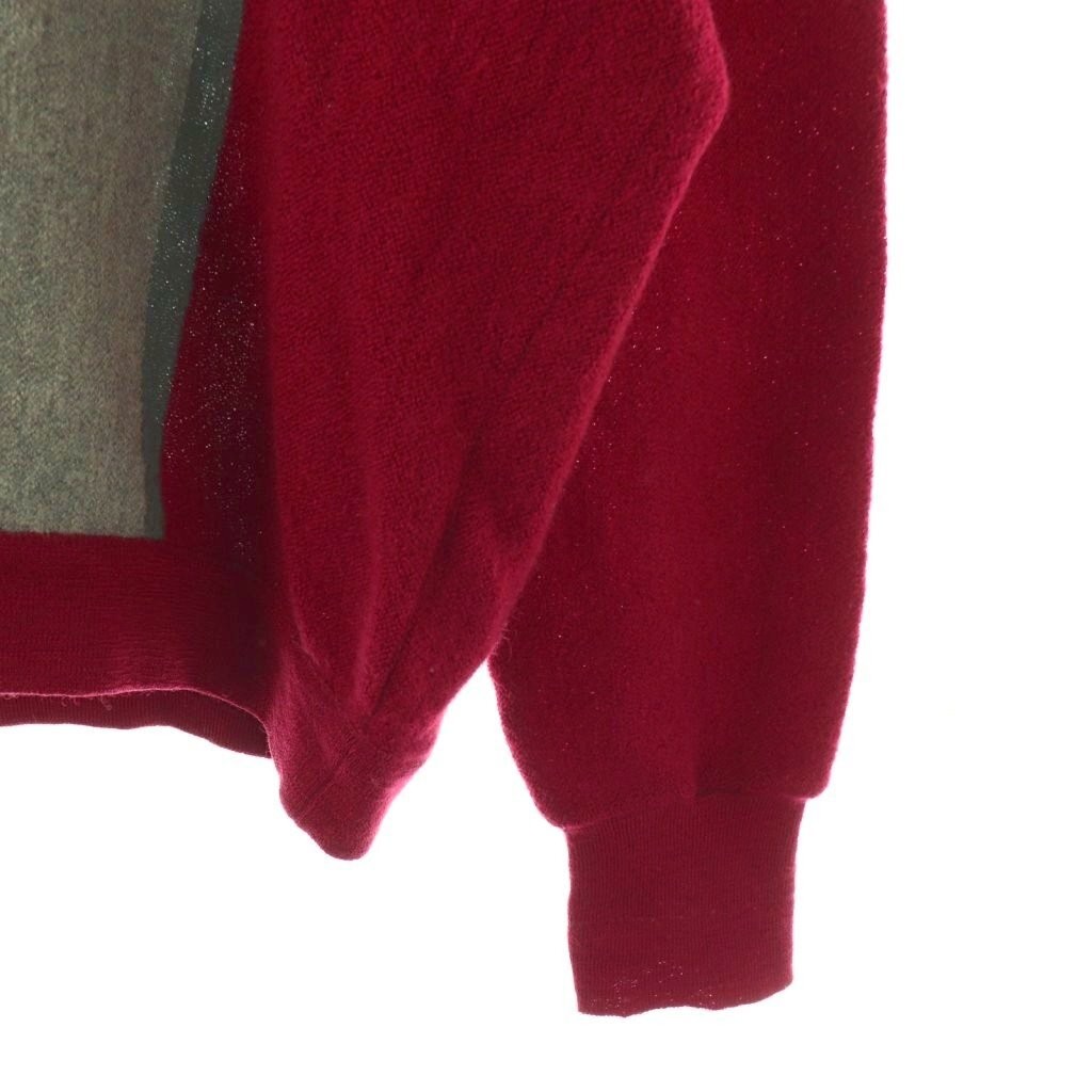 Lacoste knit sweater, V-neck, wool, size 3, gray, burgundy, dark gray