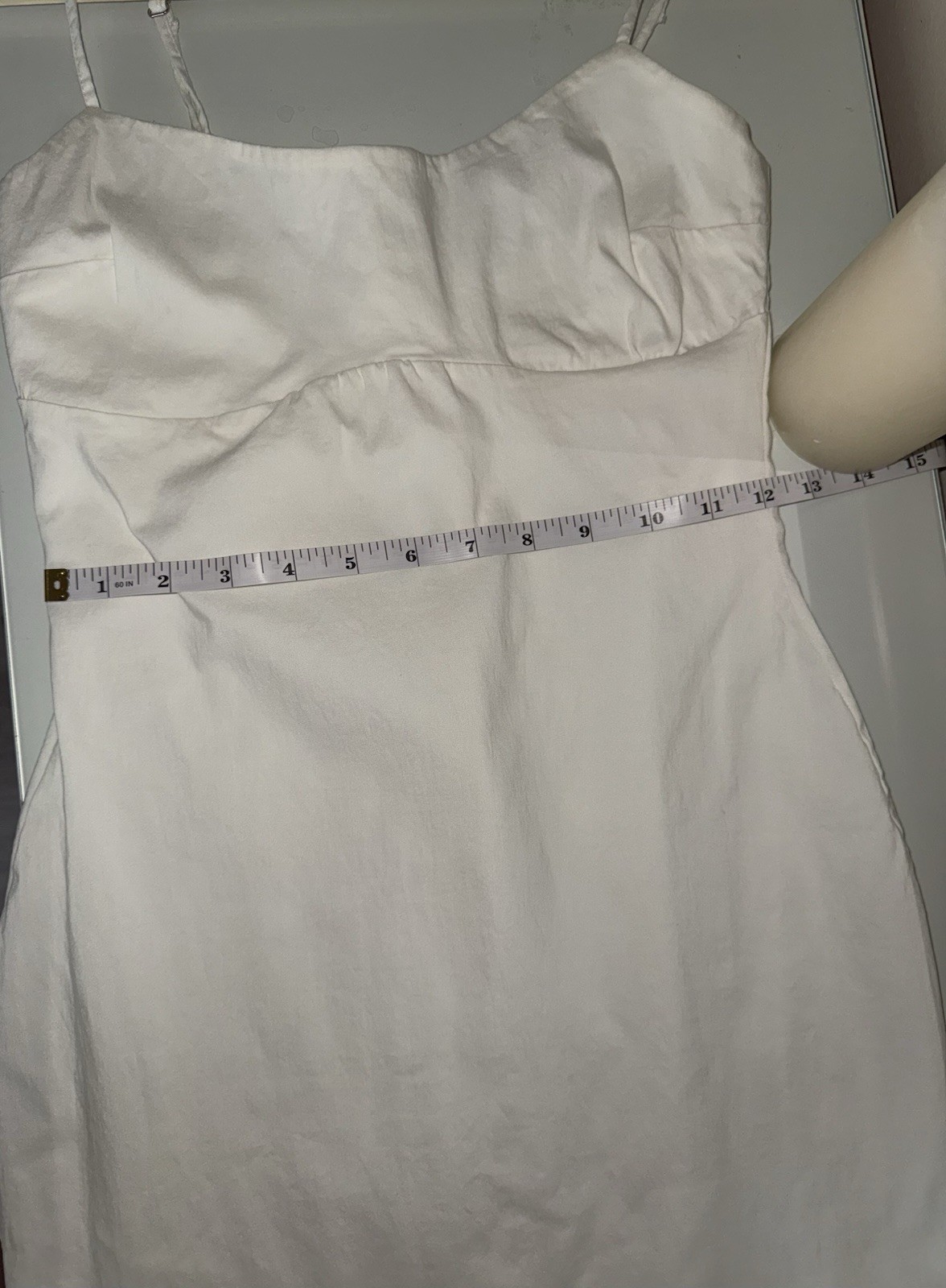 Bershka White Solid Square Neck Strappy Sleeveless Maxi Dress Size M