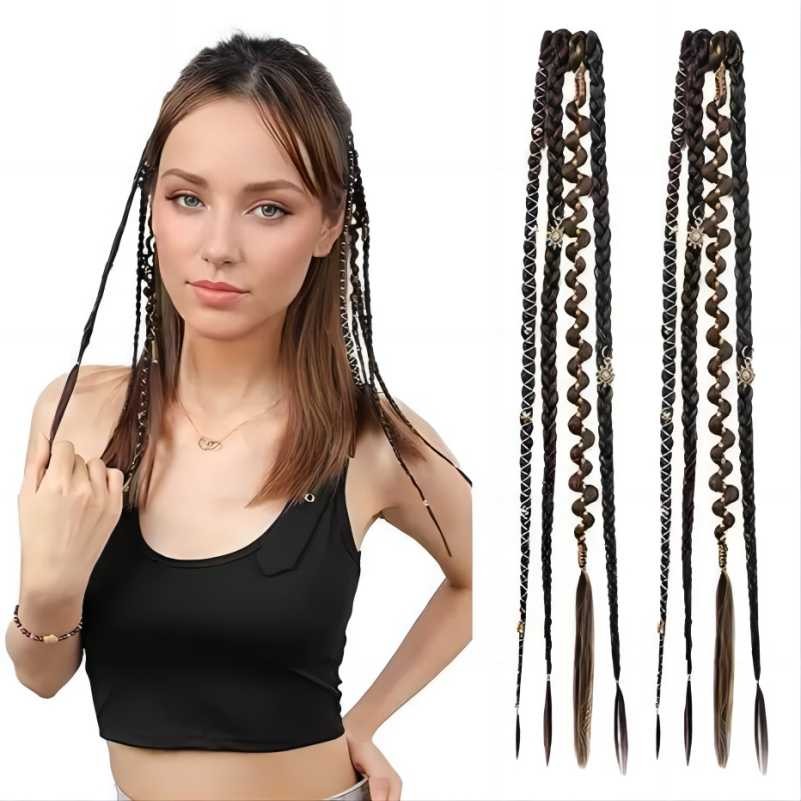 New! A pair(2 sets) Boxing Braid Synthetic Hair Bohemian Extension Clip in