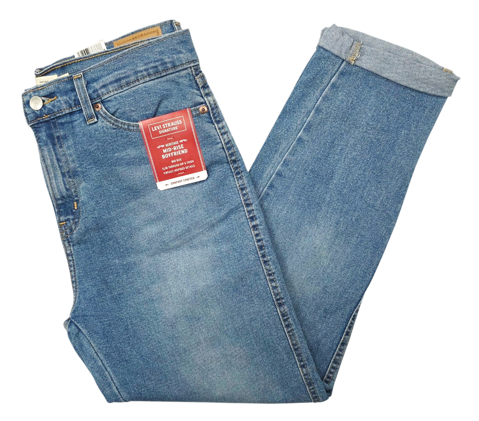 Signature By Levi Strauss #11951 NEW Women’s Mid-Rise Stretch Boyfriend Jeans