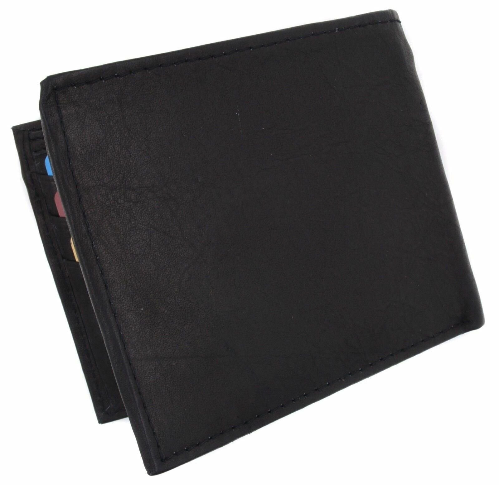Leather Double Bill BiFold 6 Credit Card Black Men’s Wallet Marshal