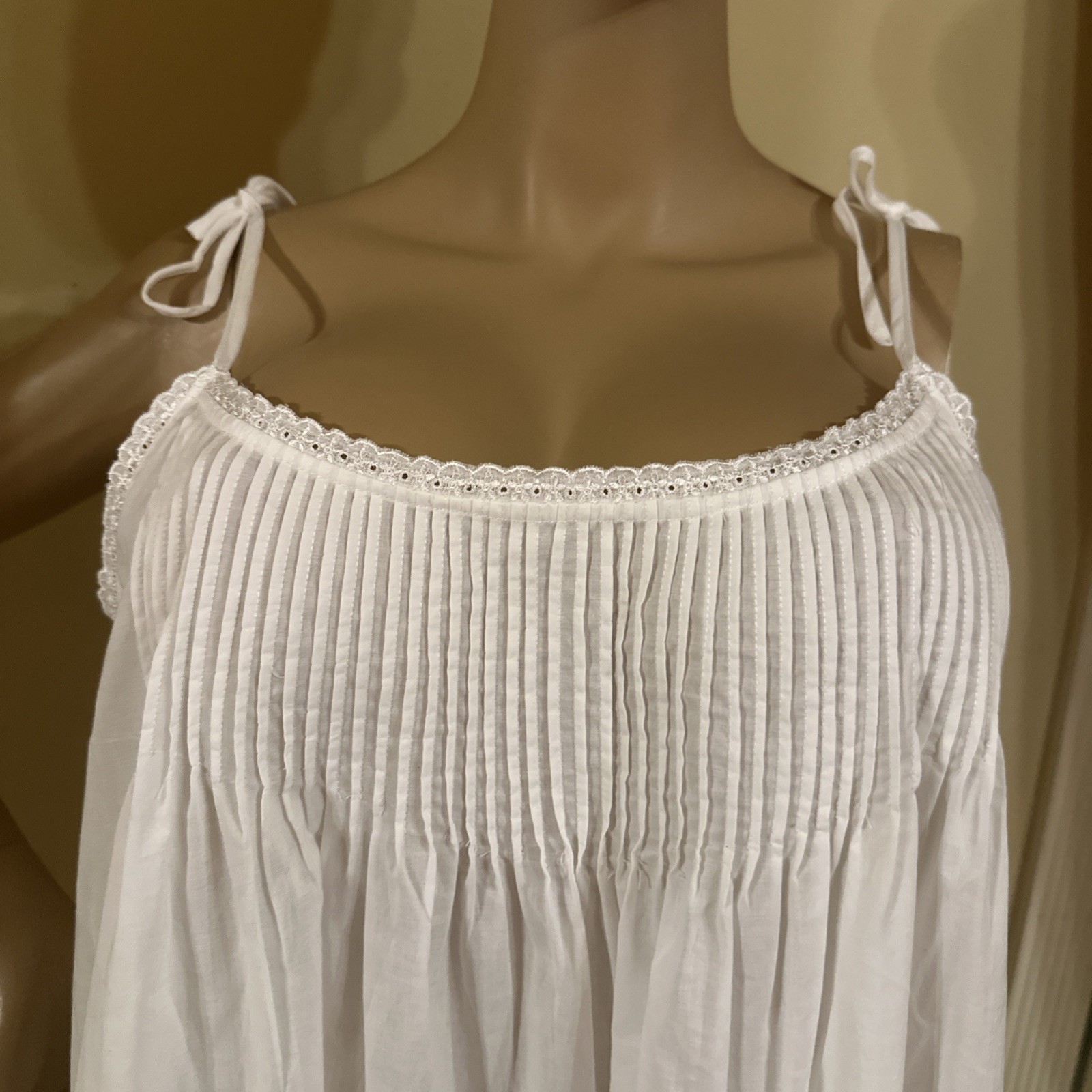 Eileen west nightgown Ballet Xlarge XL 100% Cotton Lawn White Mini Pleats