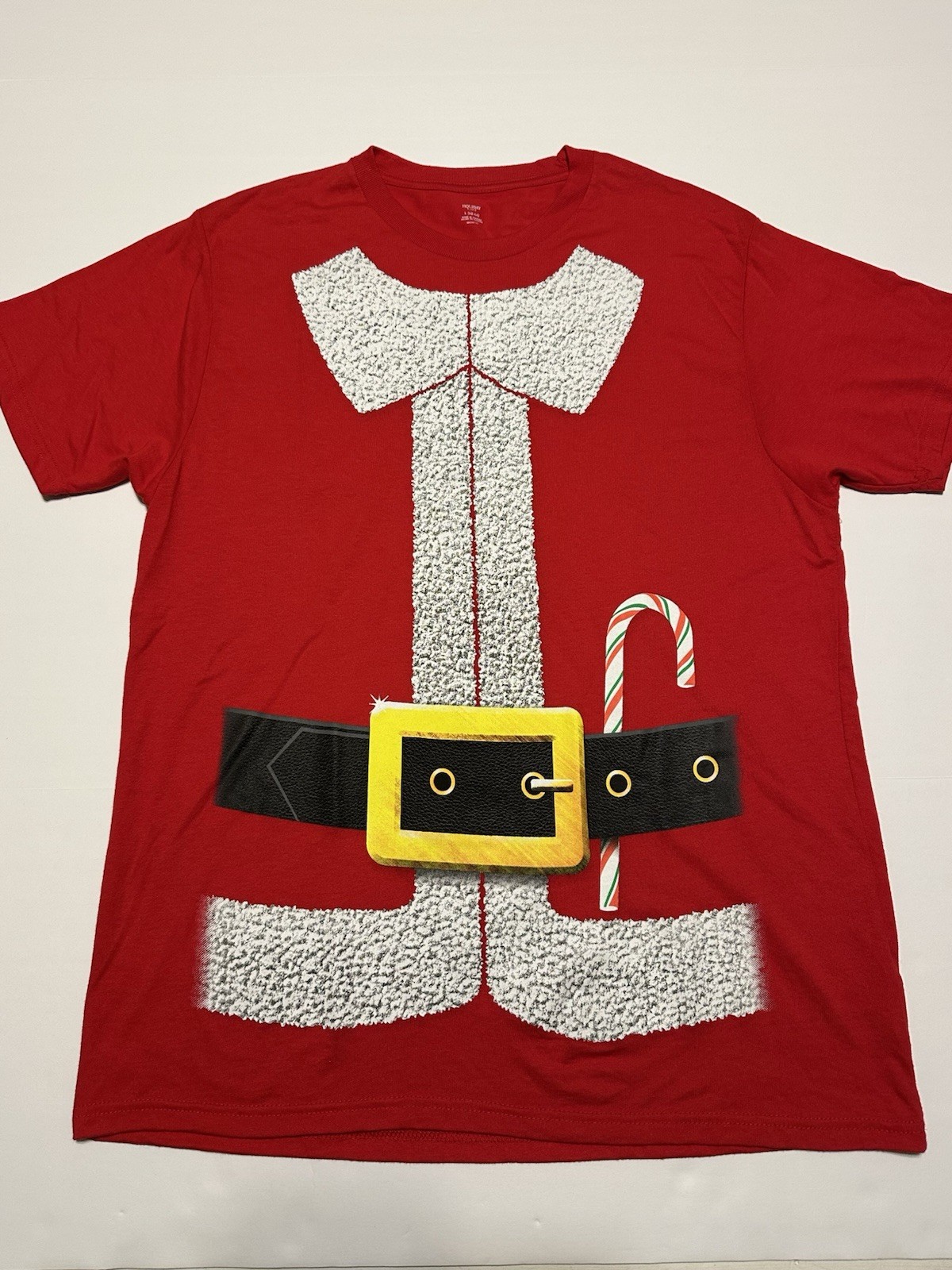 Christmas Holiday Time Graphic Print Santa Suit Candycane T-shirt Mens Sz L