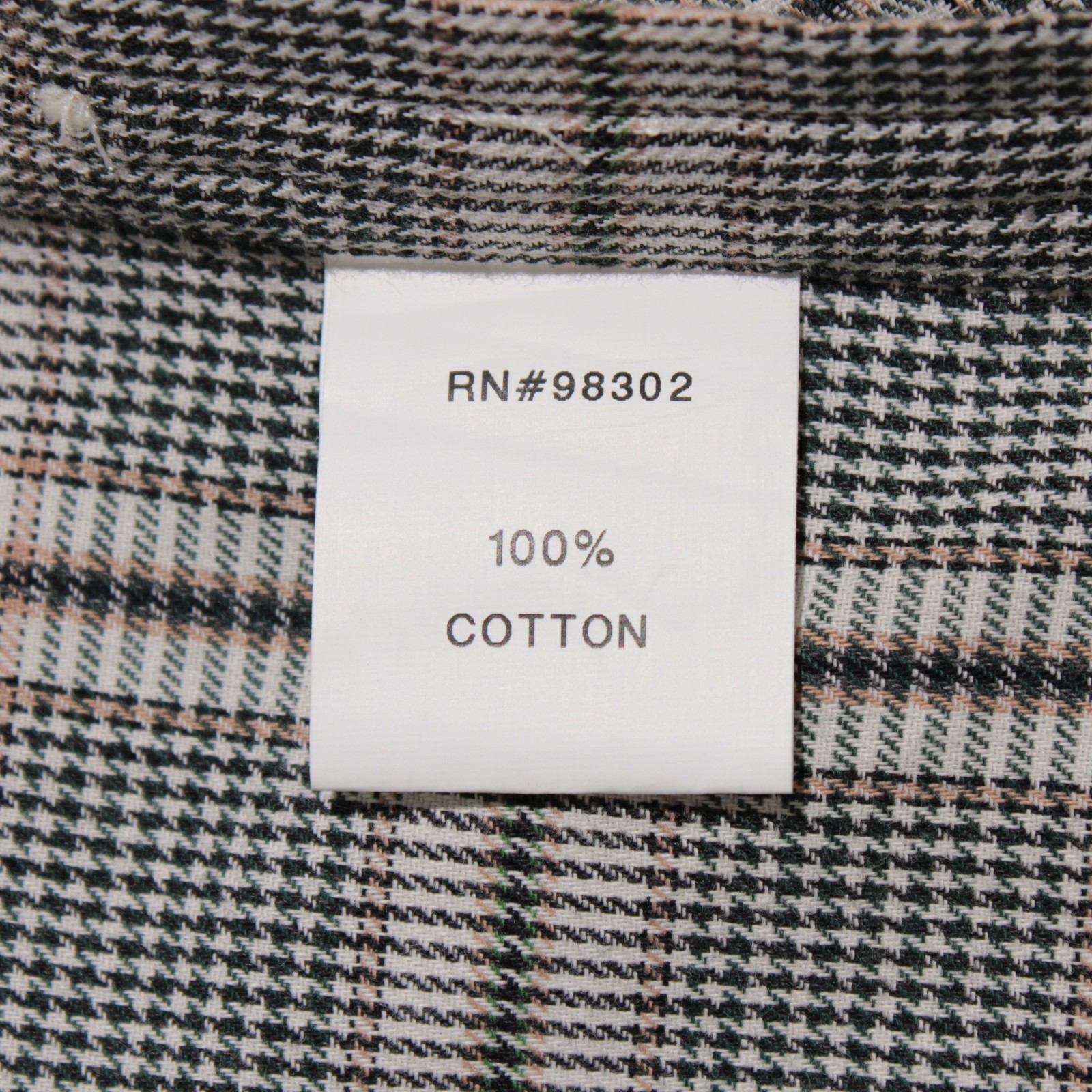 GMF NWT Dress Shirt Size 44 17.5 in Green / Cream / Black Plaid 100% Cotton