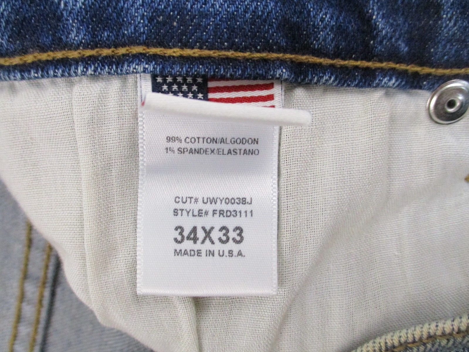 First Row Men’s Jeans 34 Blue Denim Distressed Designer Bootcut 34×33
