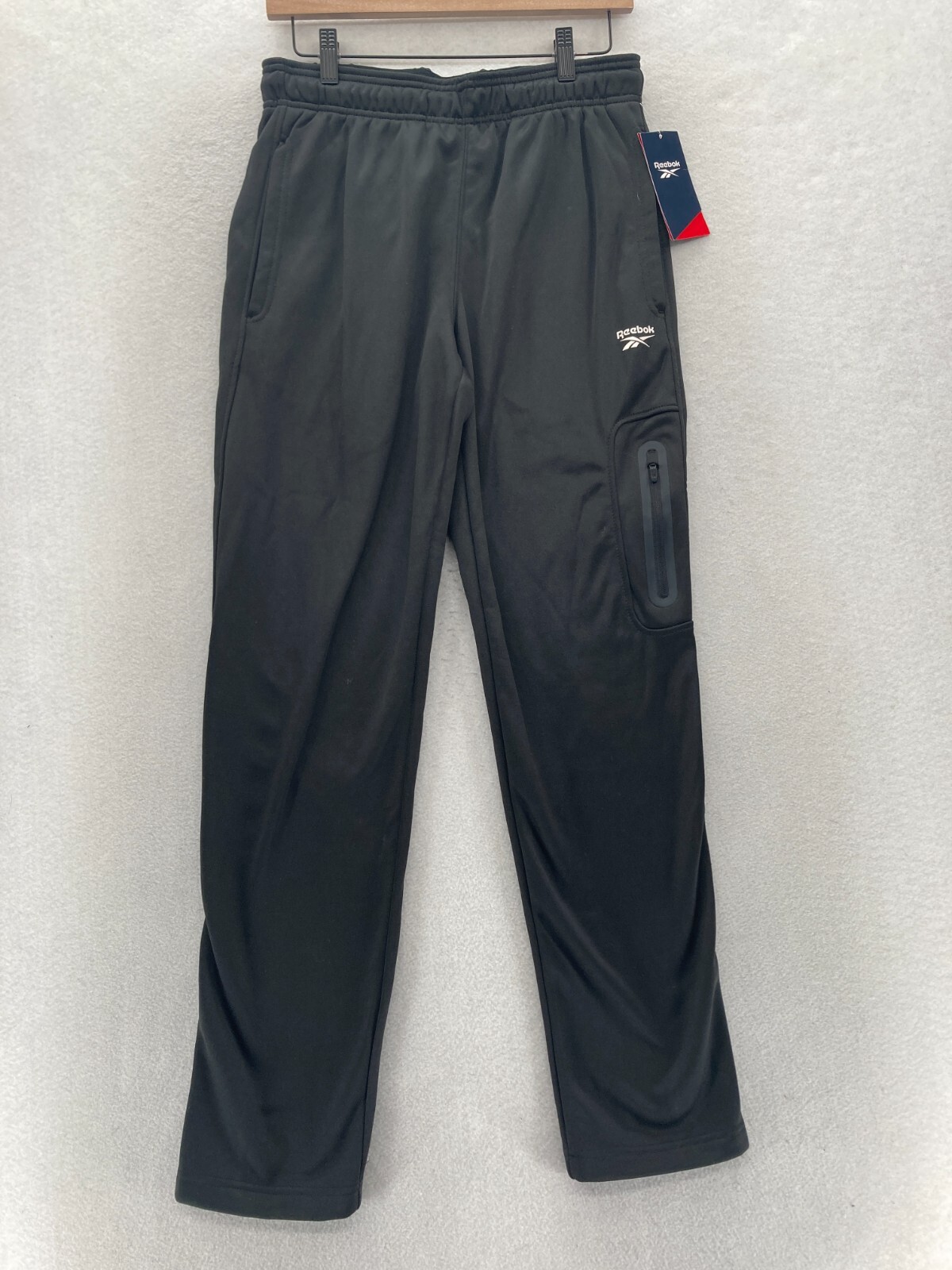 Reebok Tremont Pants Mens Small Slim Fit Straight Leg Black Zip Pocket Travel