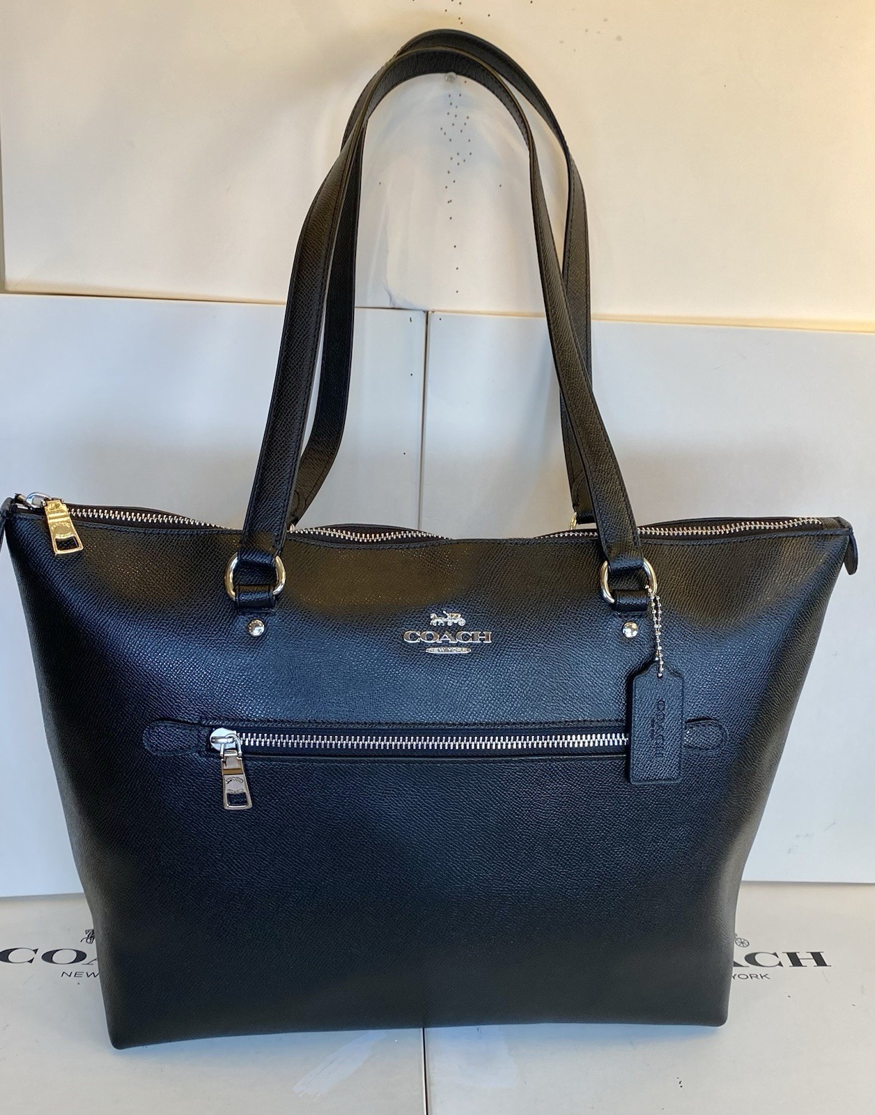 Coach F79608 Gallery Tote In Black Crossgrain Leather