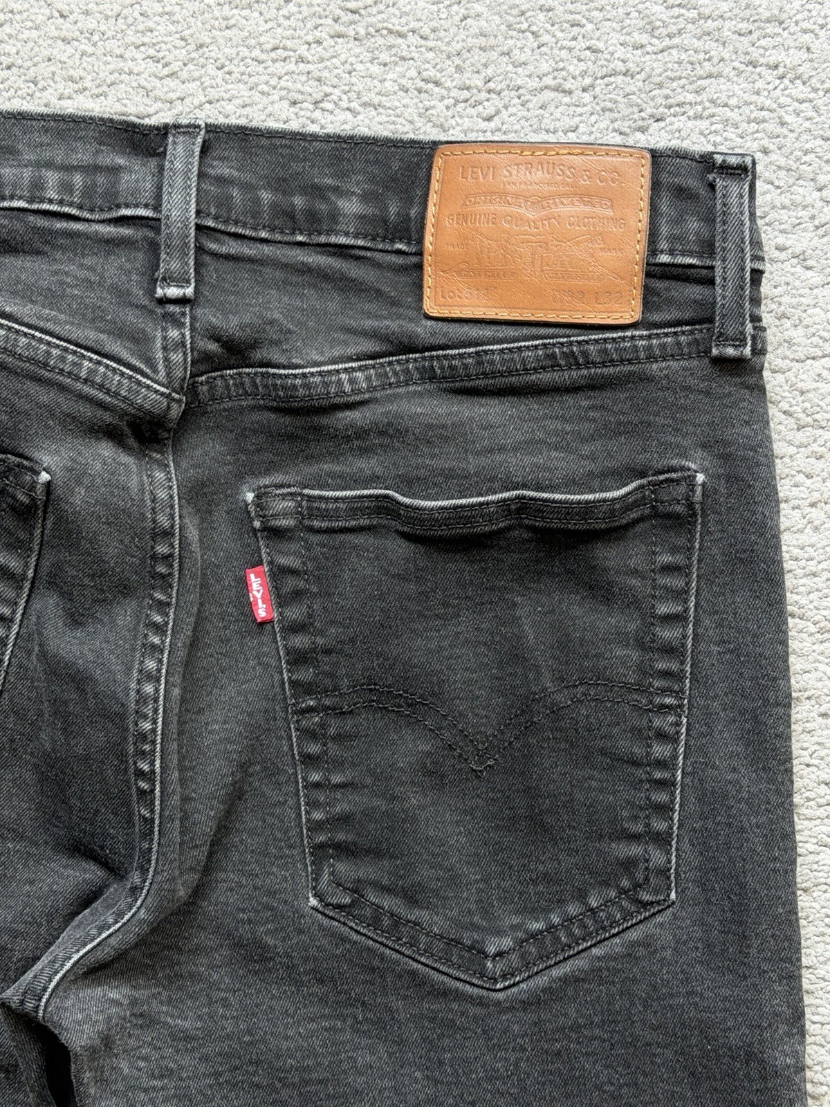 Levi’s Premium 513 Black Denim Jeans Stretch Slim Straight Mens 32×32