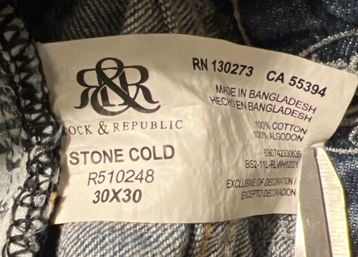 Rock & Republic Stone Cold Straight Leg Medium Wash Y2K Blue Jeans Size 30×30