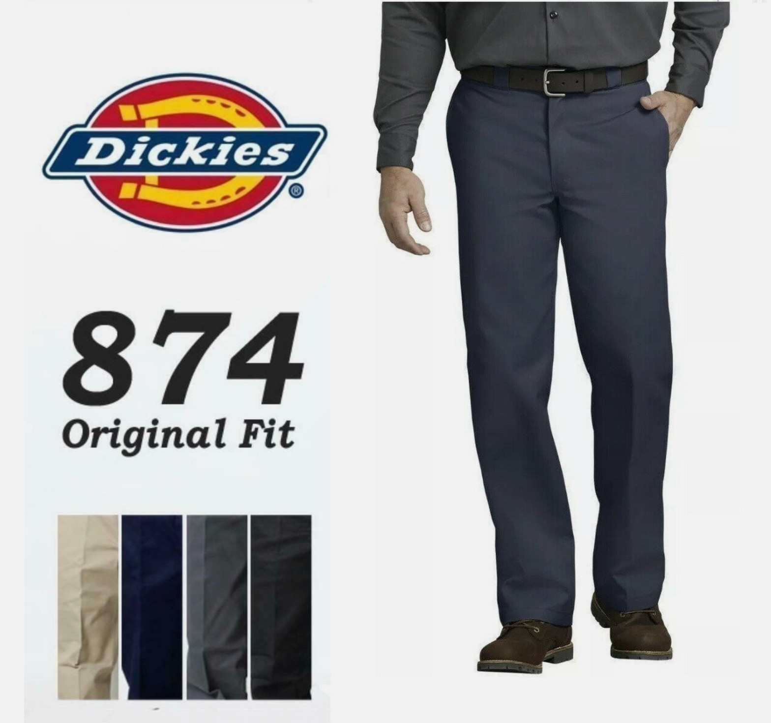 Dickies 874 Original Fit Pants Mens 32×32 Black Workwear Chino Straight Leg