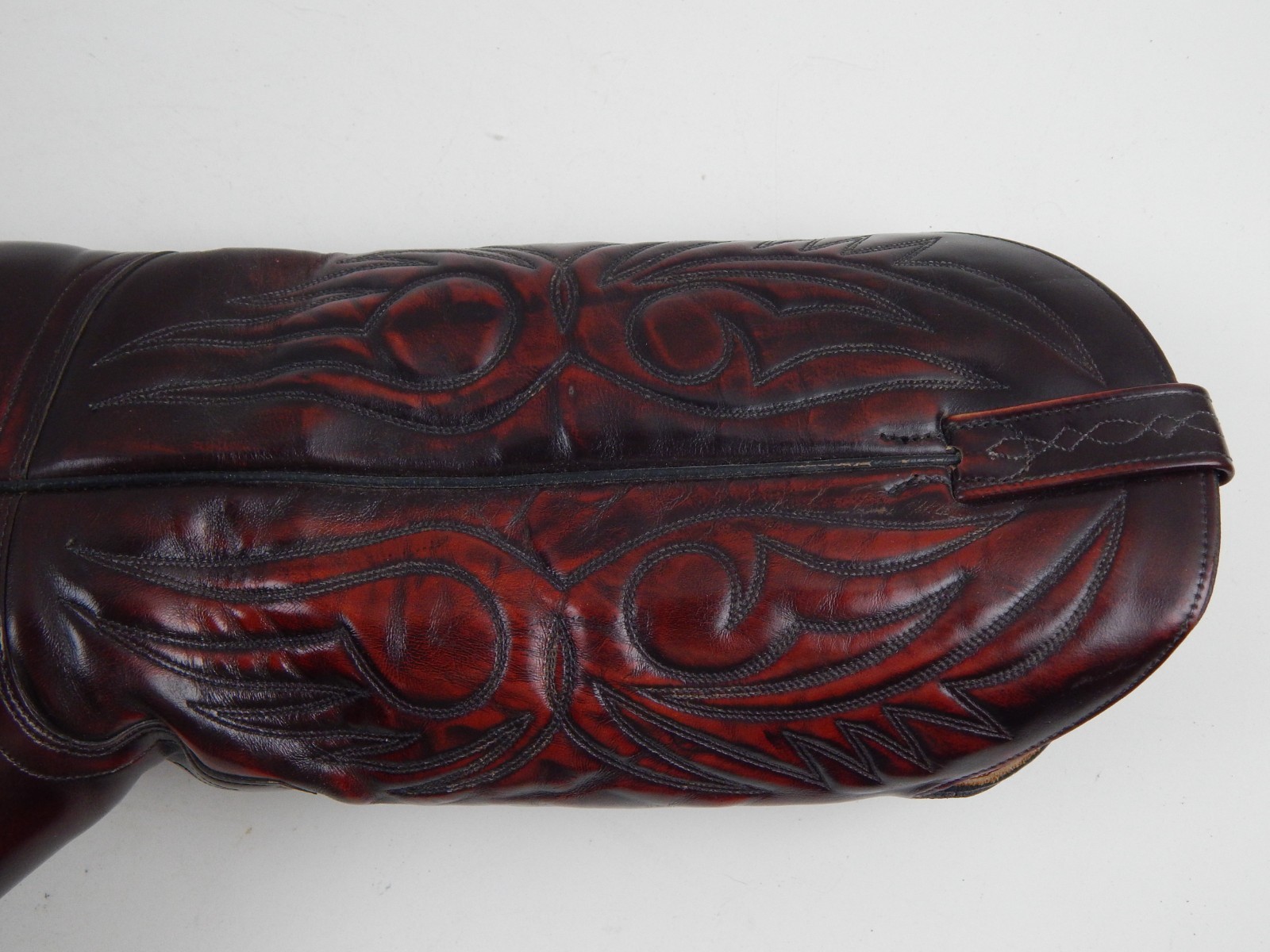 VTG J Chisholm Handcrafted Western Boots Style 990 Oxblood Black Cherry Men’s 8D