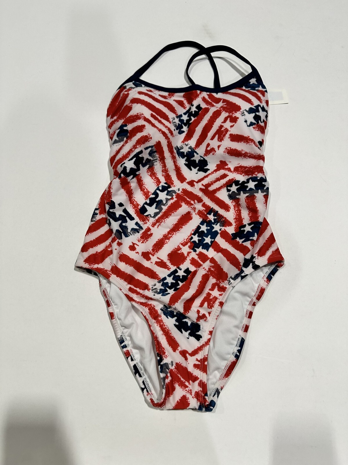 Women’s Scoop Back One Piece Swimsuit – Red/White/Blue S, Multicolored