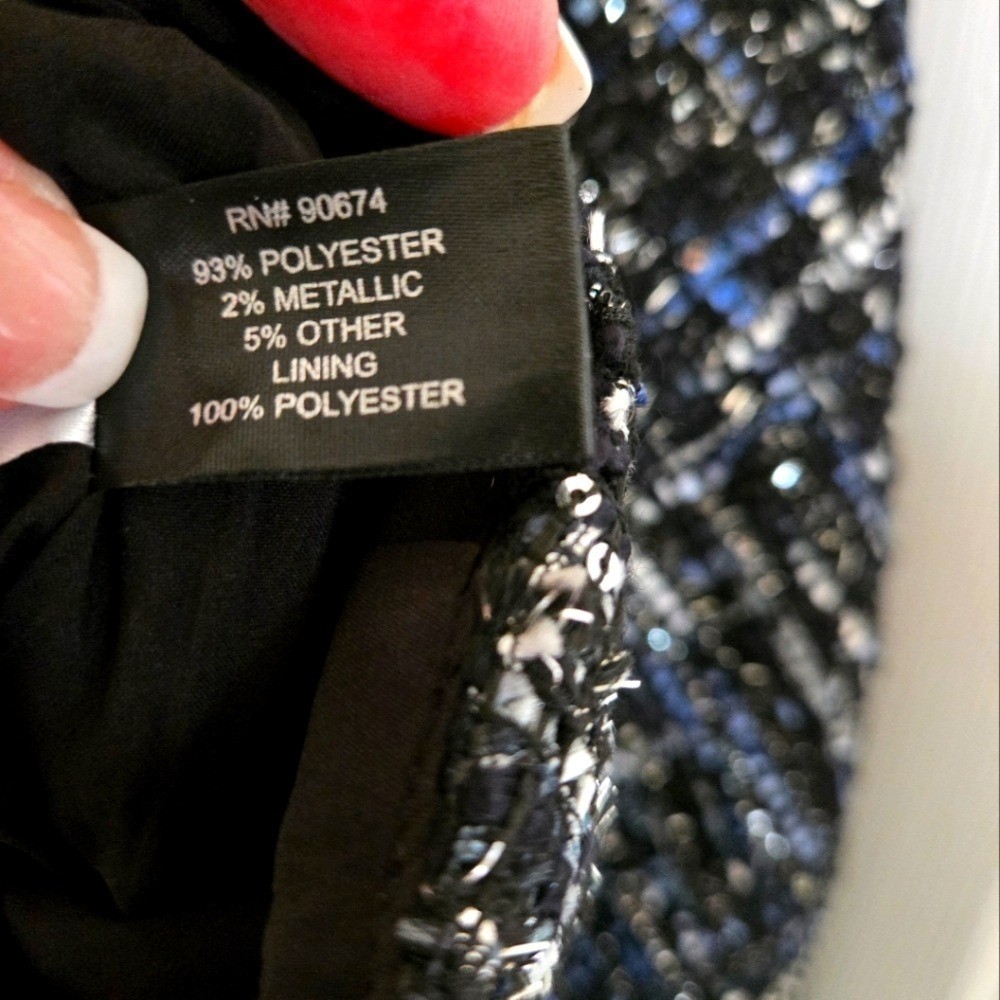 Boston Proper Tweed Skirt Women’s 2 Multi Colored (Black, Blue, And White)