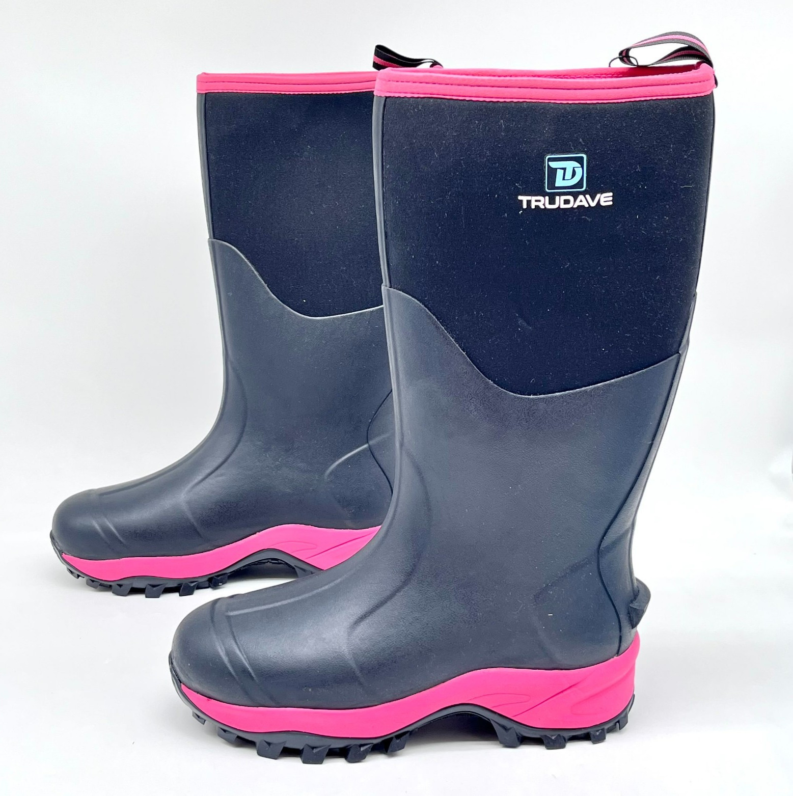NEW Trudave Women’s Black Pink Waterproof Rain Boots Size 9